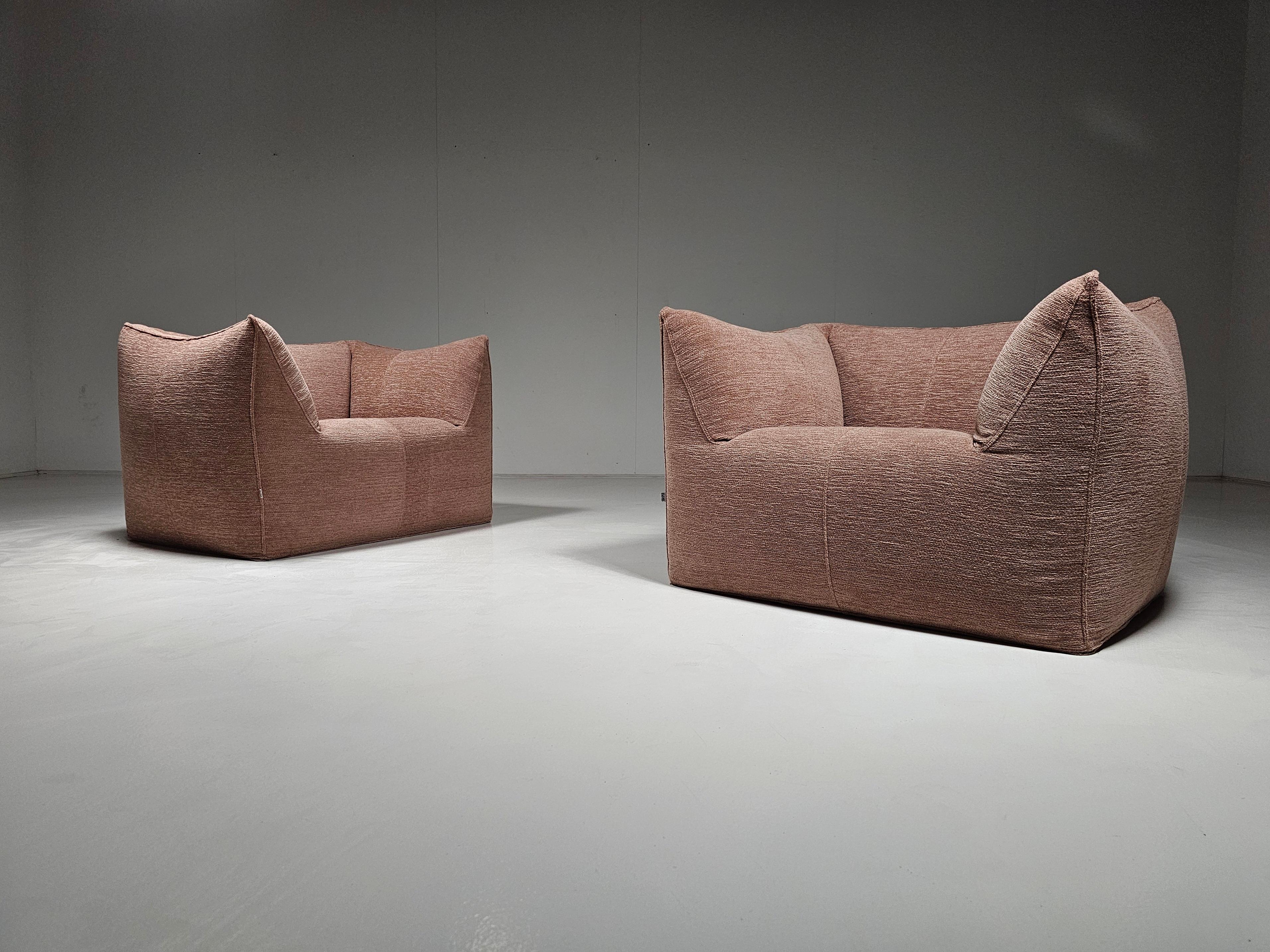 Chenille Le Bambole Lounge Chairs in pink chenille by Mario Bellini for C&B Italia, 1970s For Sale
