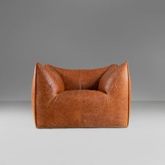 Le Bambole Fauteuil Mario Bellini pour B&B, 1970, cuir brun clair