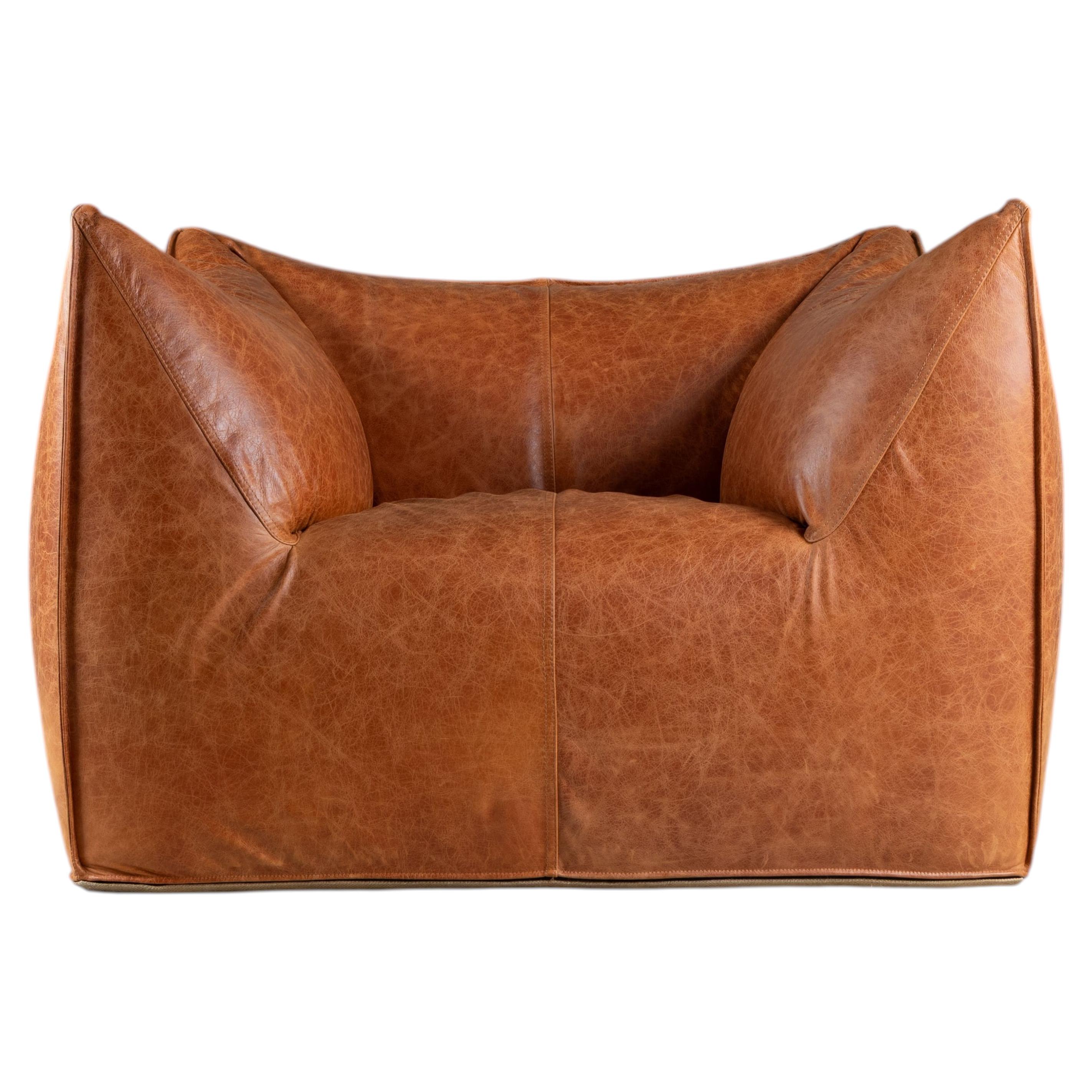 Le Bambole Fauteuil Mario Bellini pour B&B, 1970, cuir brun clair