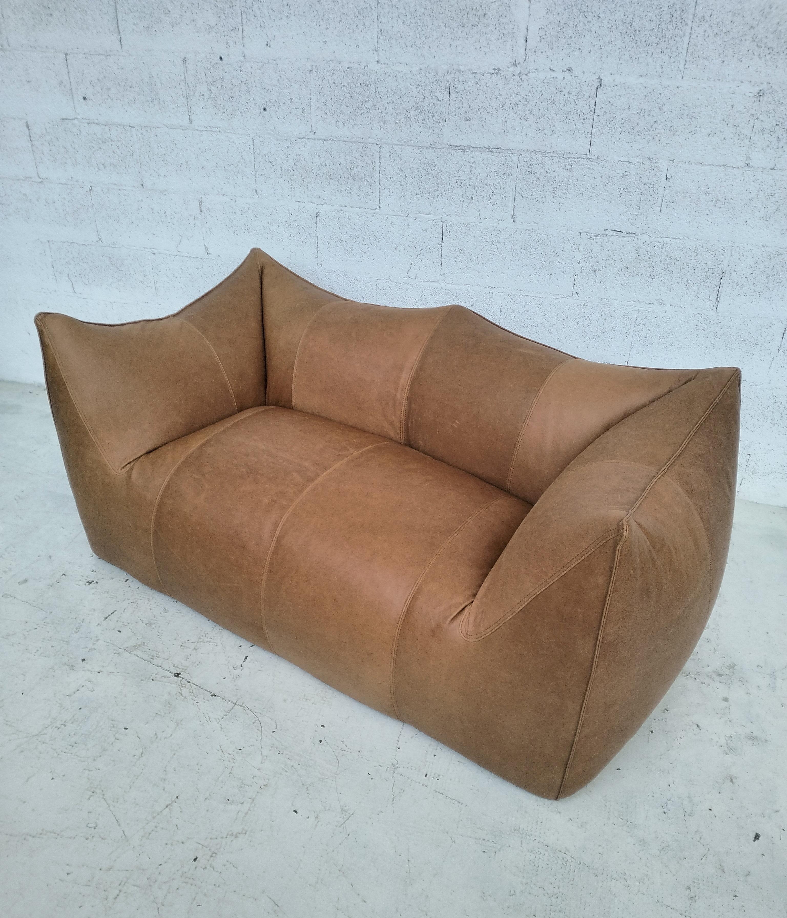 Le Bambole natural leather sofa by Mario Bellini for B&B Italia  70s For Sale 3