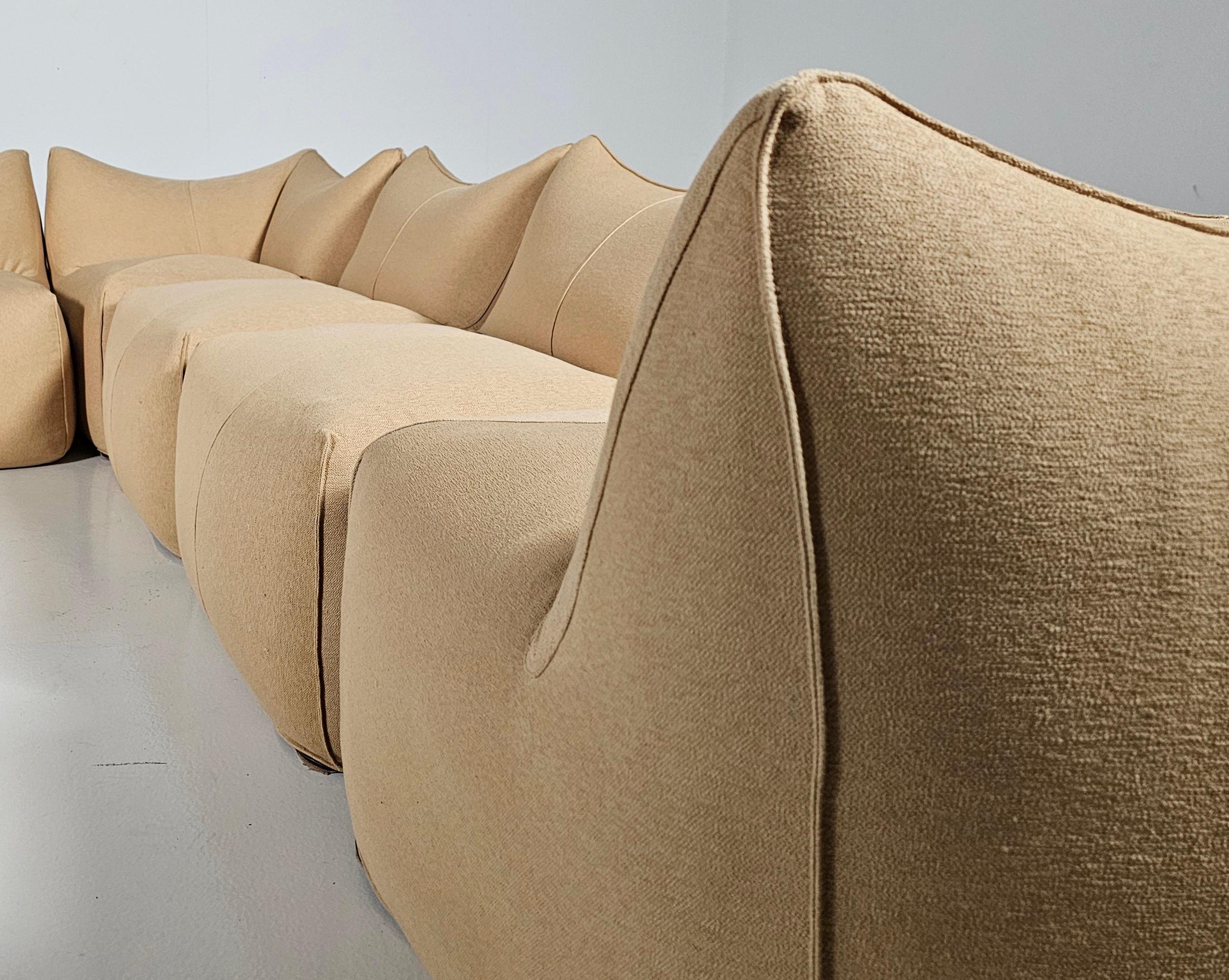 Le Bambole sand color Sectional Sofa by Mario Bellni for B&B Italia, 1970s 3