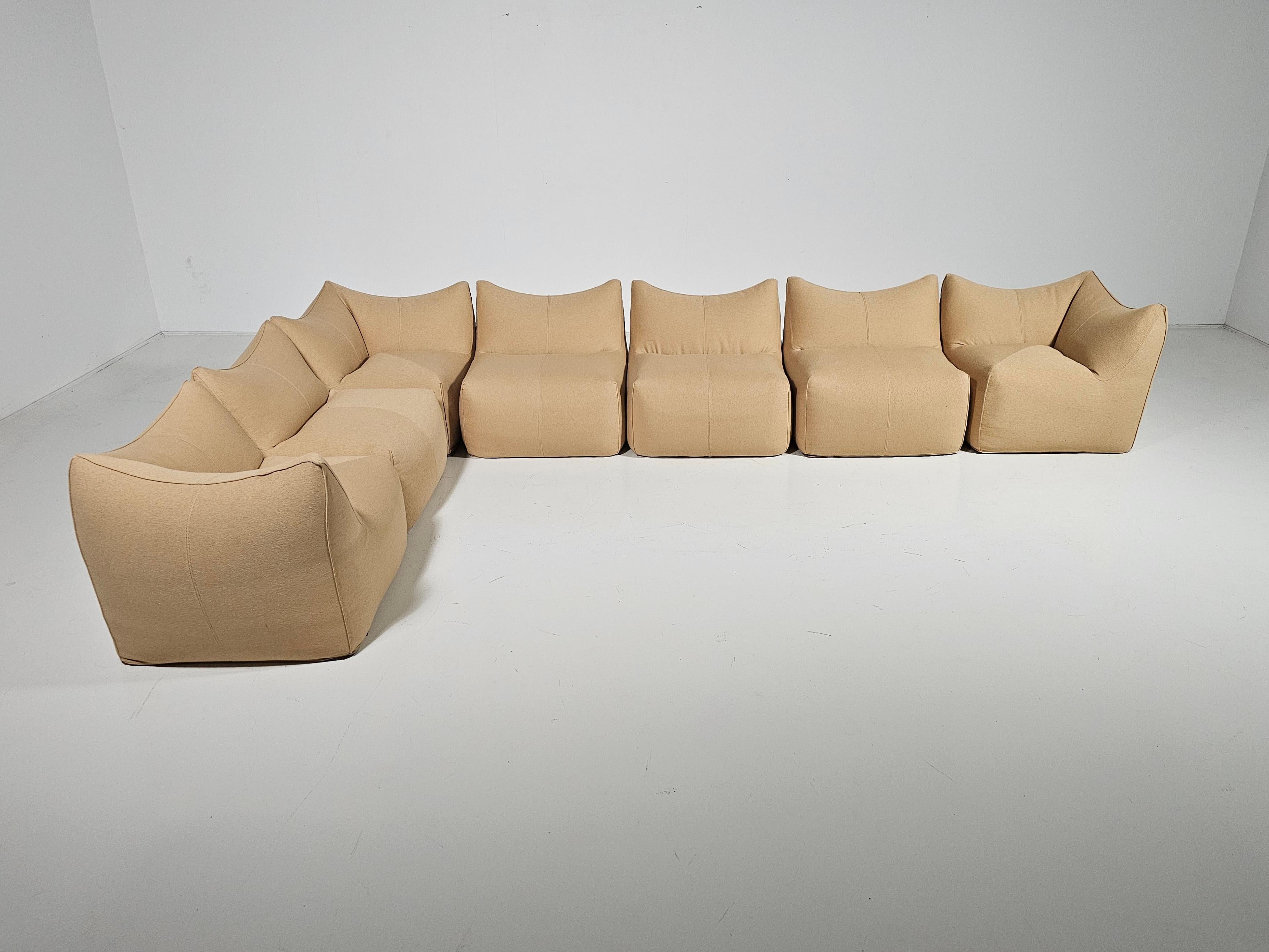 Mid-Century Modern Le Bambole sand color Sectional Sofa by Mario Bellni for B&B Italia, 1970s