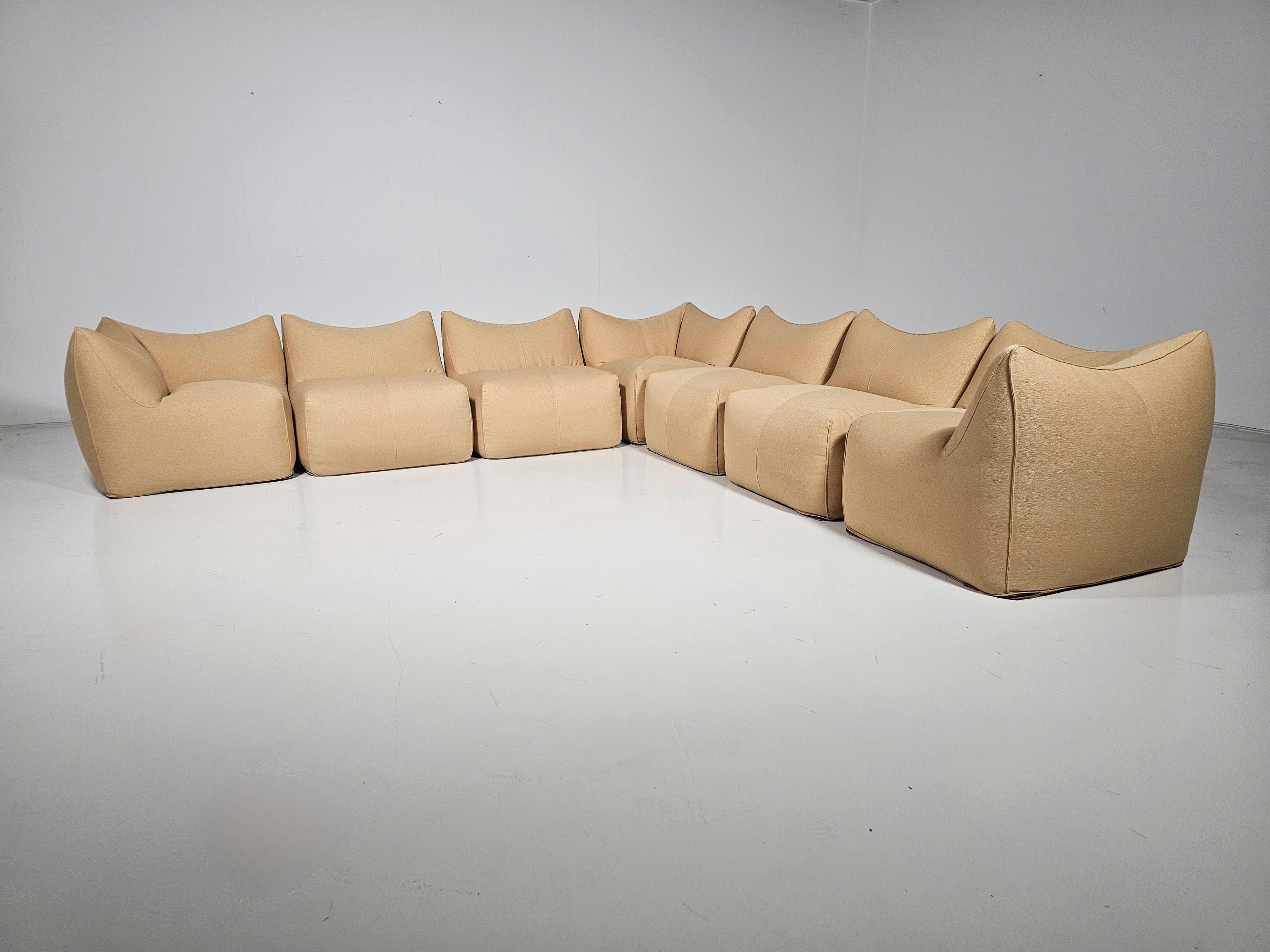 Italian Le Bambole sand color Sectional Sofa by Mario Bellni for B&B Italia, 1970s