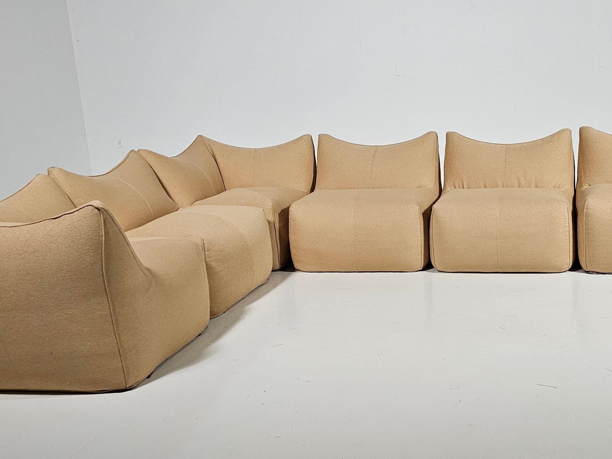 Late 20th Century Le Bambole sand color Sectional Sofa by Mario Bellni for B&B Italia, 1970s For Sale