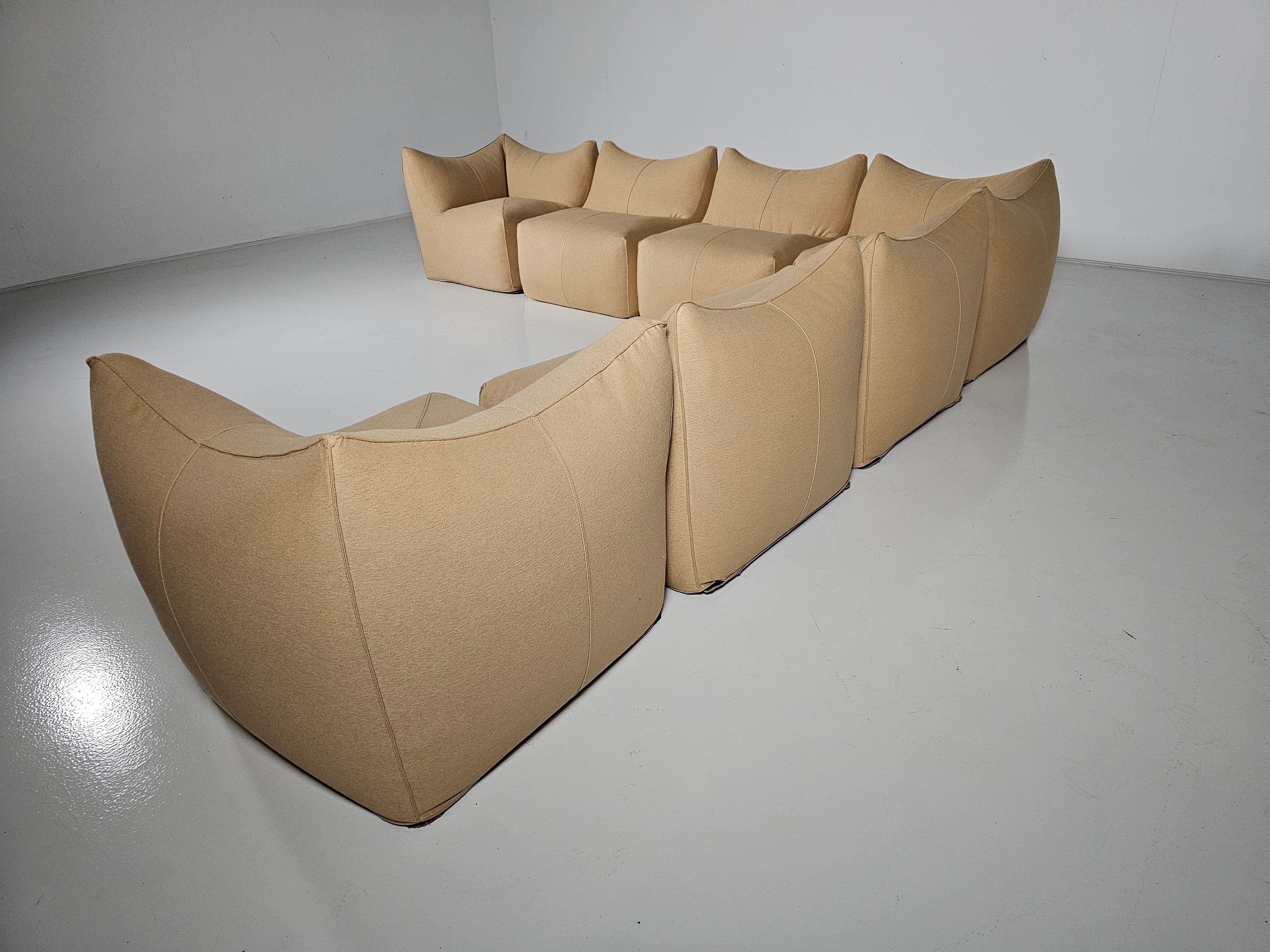 Le Bambole sand color Sectional Sofa by Mario Bellni for B&B Italia, 1970s For Sale 1