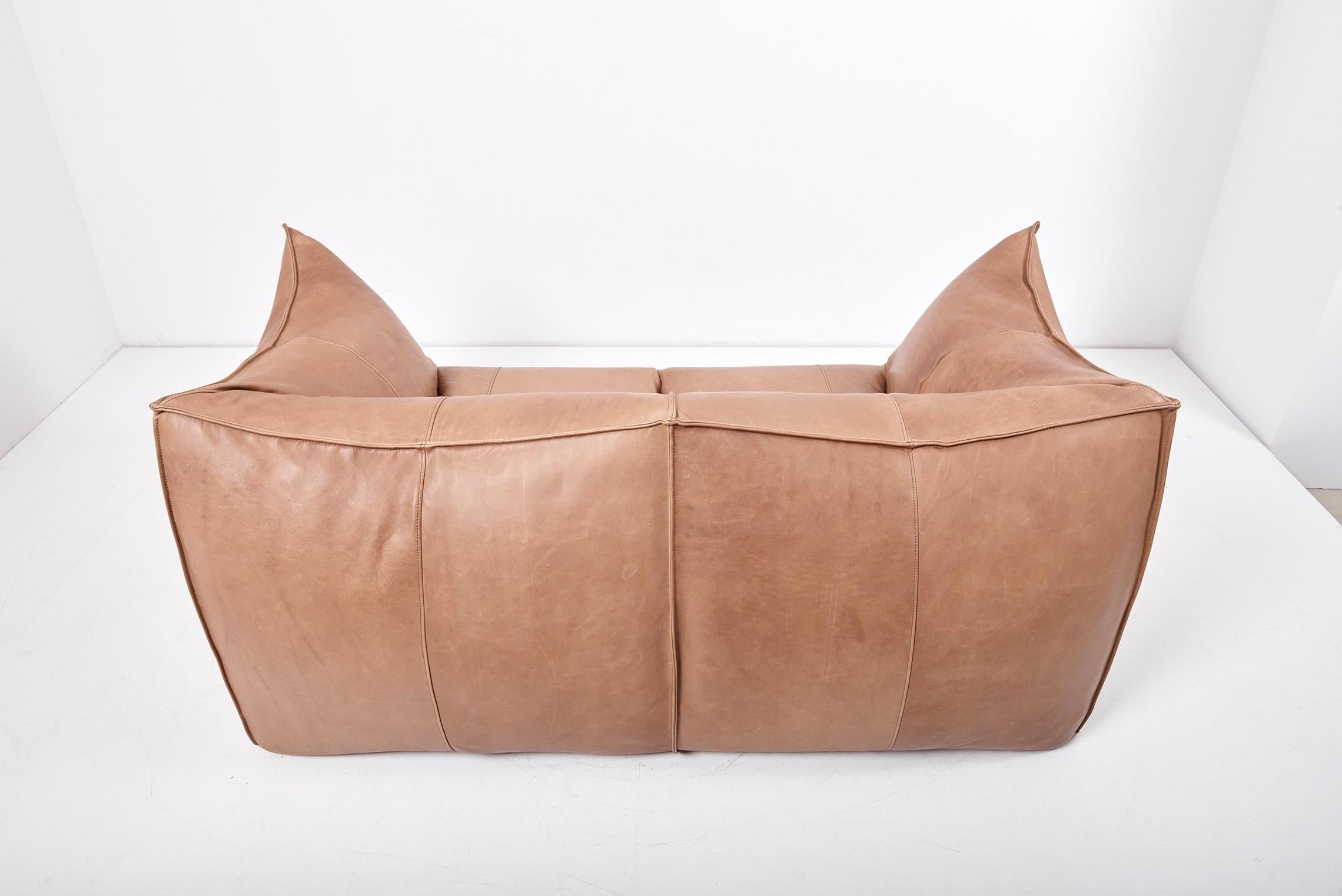 Leather Le Bambole Settee / 2-Seat Sofa by Mario Bellini for B&B Italia, Italy, 1970s