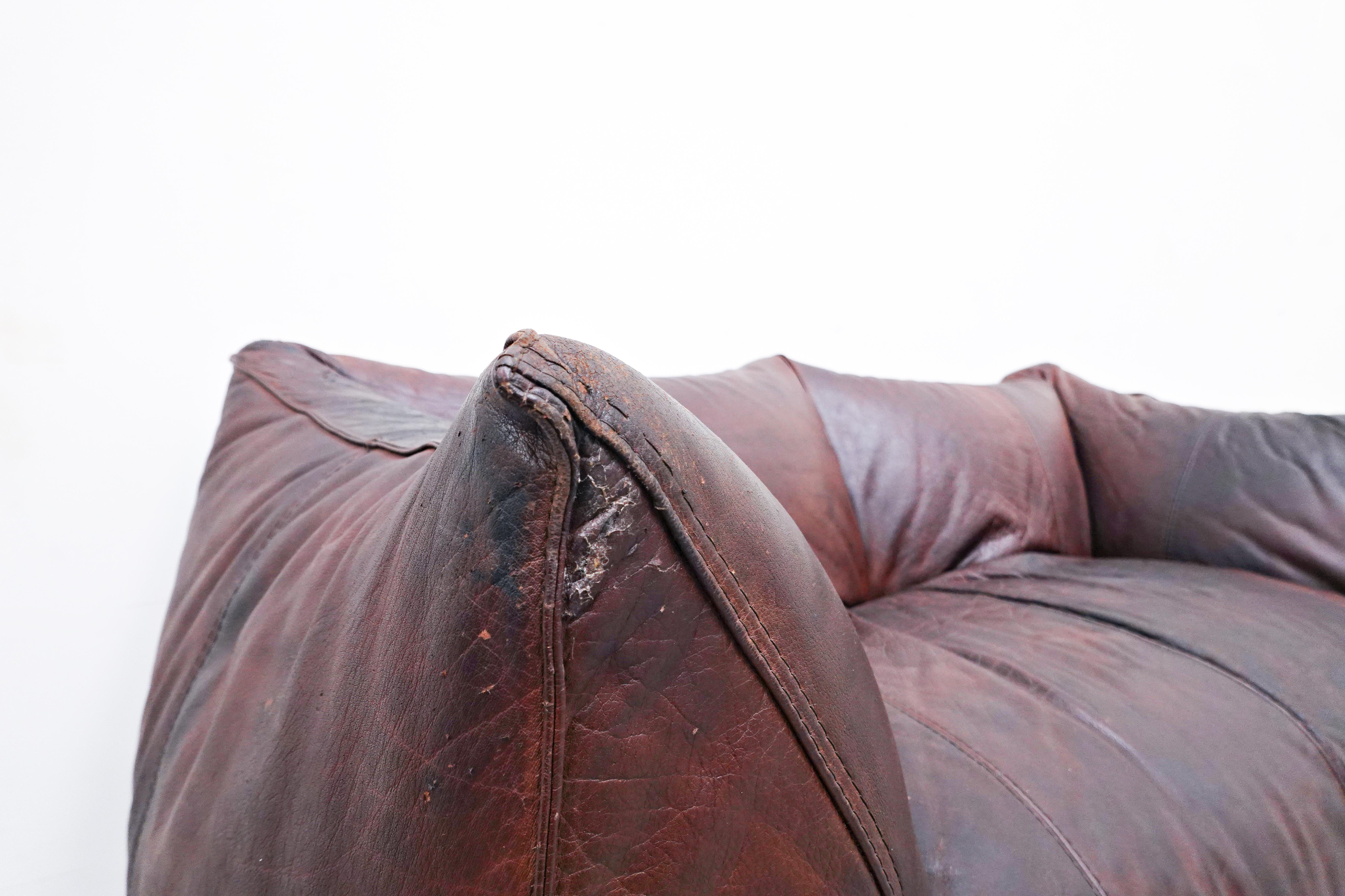 Mid-Century Modern Le Bambole Leather Sofa by Mario Bellini for B&B Italia, 1970s