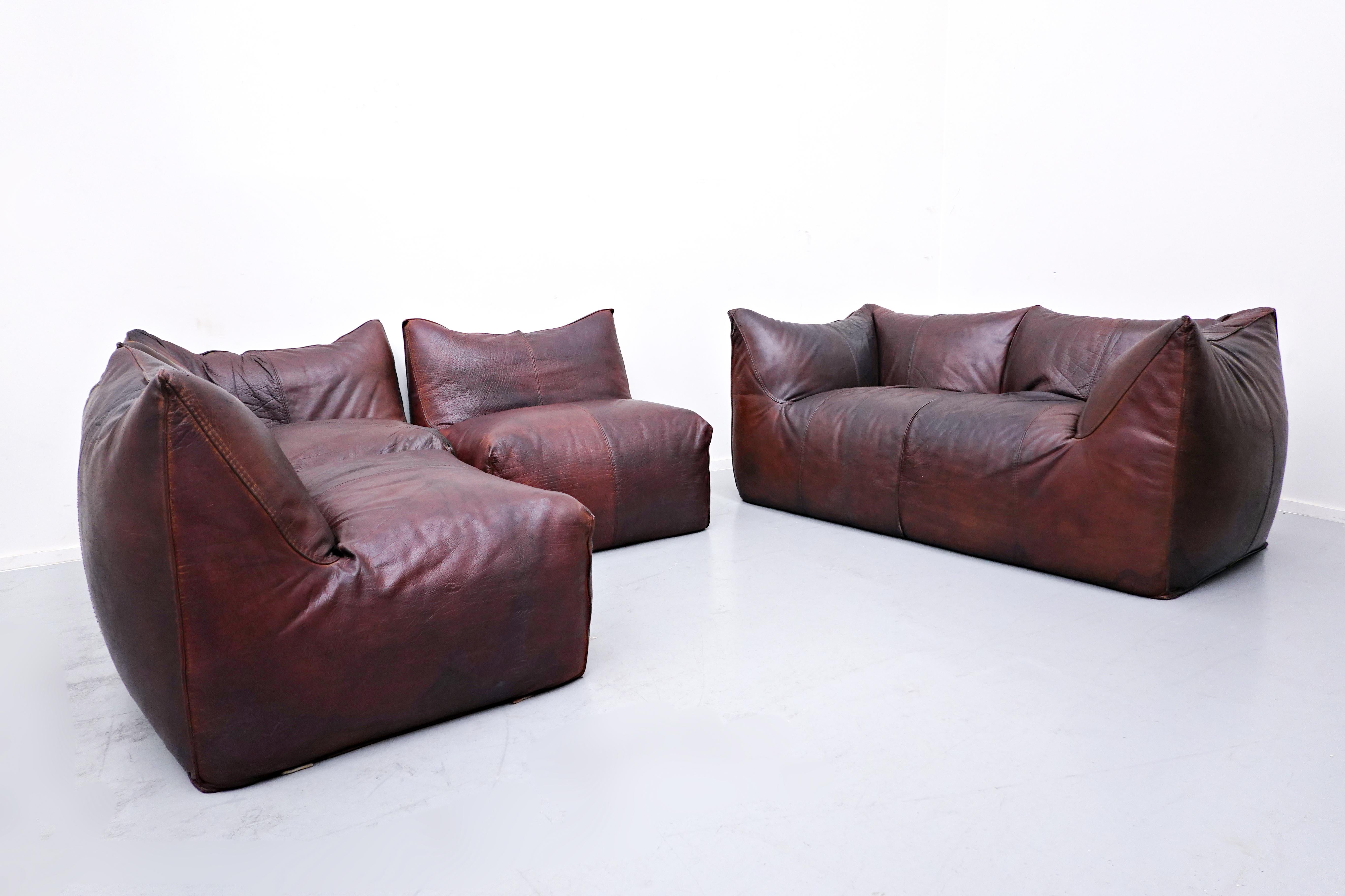 Le Bambole Leather Sofa by Mario Bellini for B&B Italia, 1970s In Good Condition In Brussels, BE