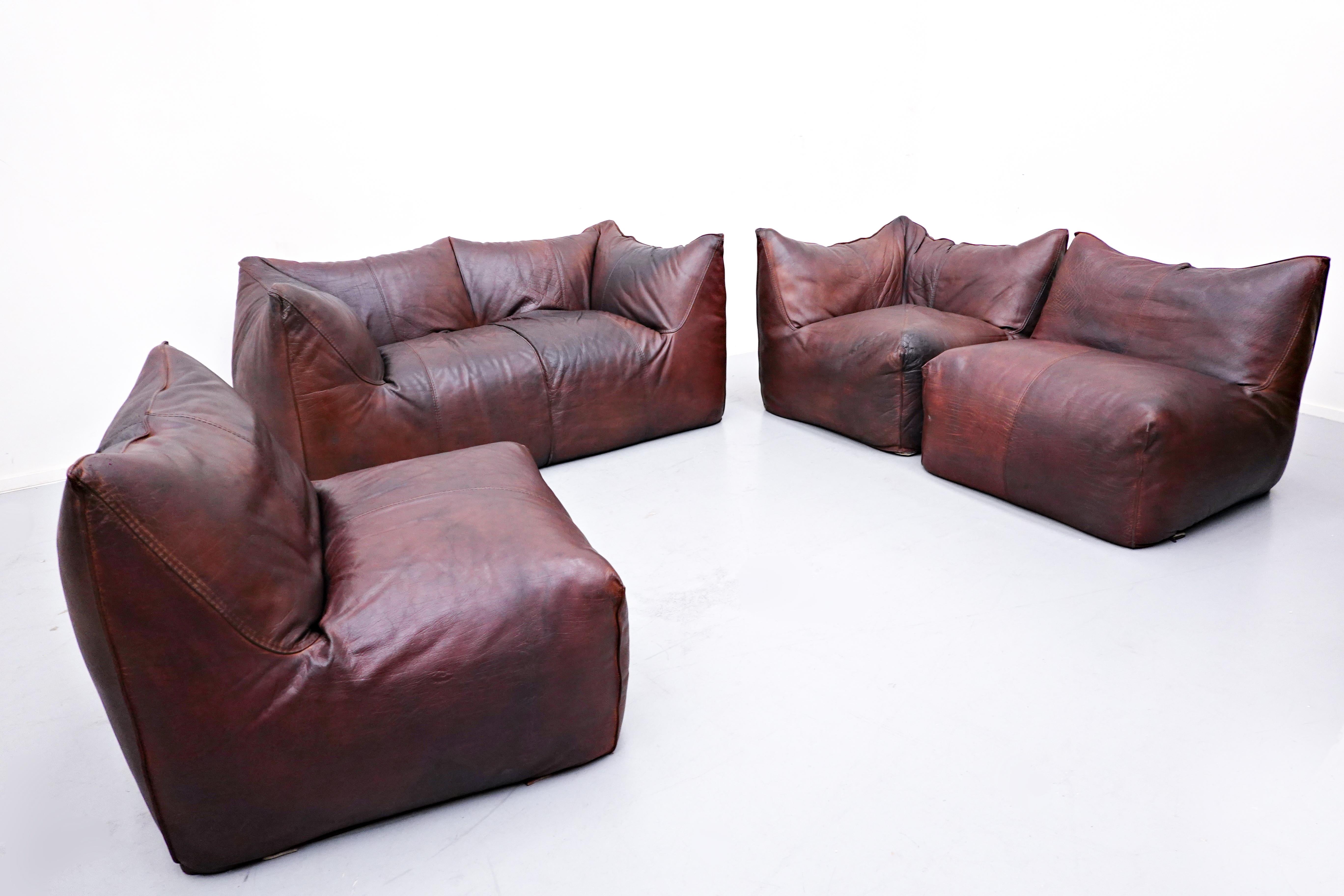 Late 20th Century Le Bambole Leather Sofa by Mario Bellini for B&B Italia, 1970s
