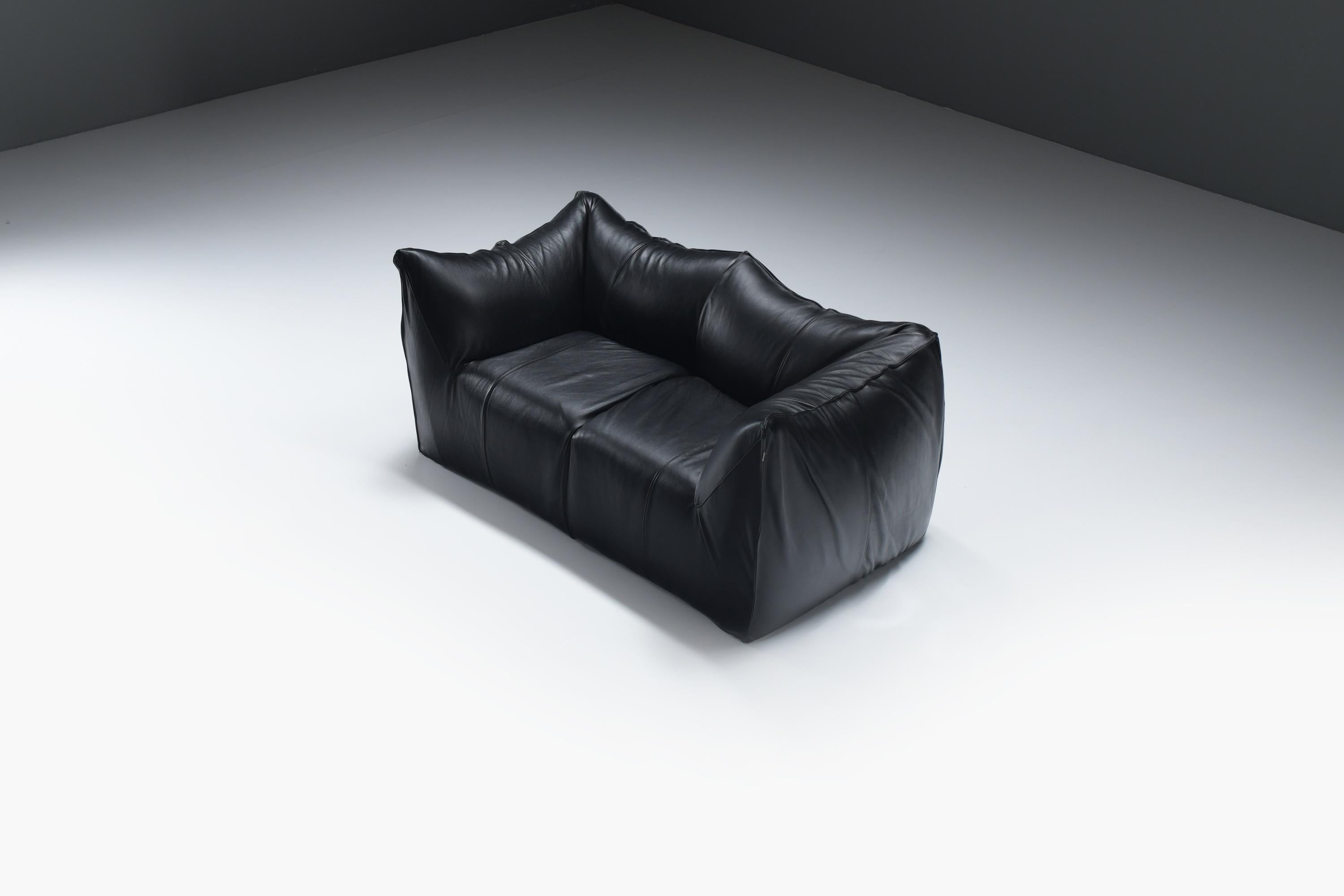 Leather Le Bambole sofa in black leather by Mario Bellini for B & B Italia For Sale