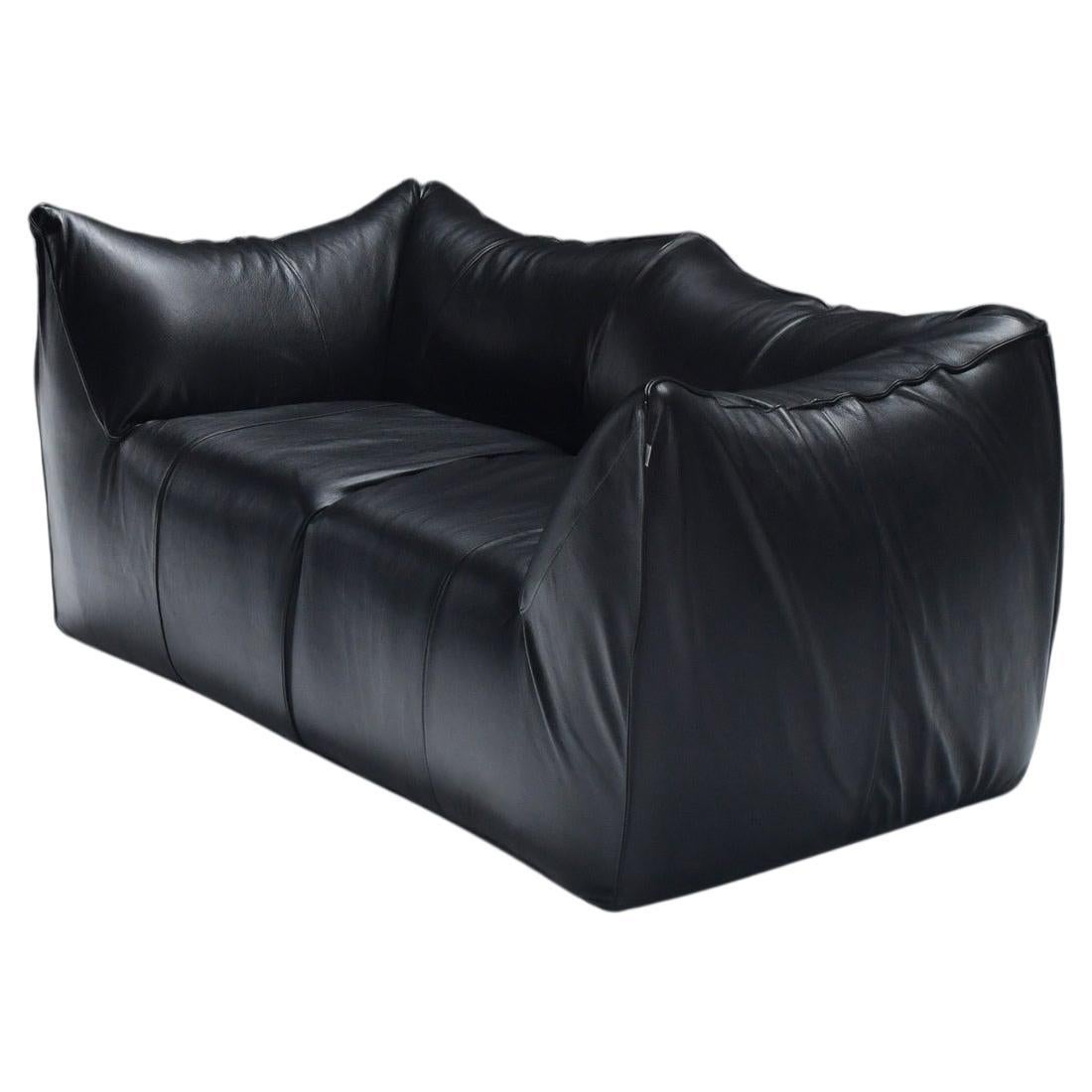 Le Bambole sofa in black leather by Mario Bellini for B & B Italia For Sale