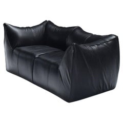 Le Bambole sofa in black leather by Mario Bellini for B & B Italia