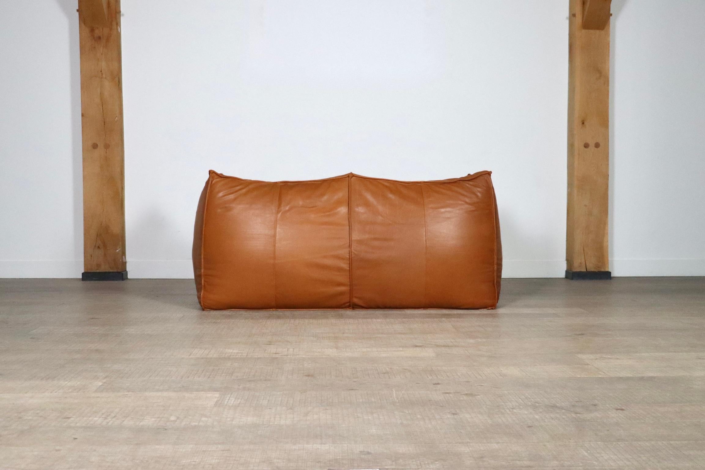 Le Bambole Sofa In Cognac Leather By Mario Bellini For B&B Italia 1970s 6