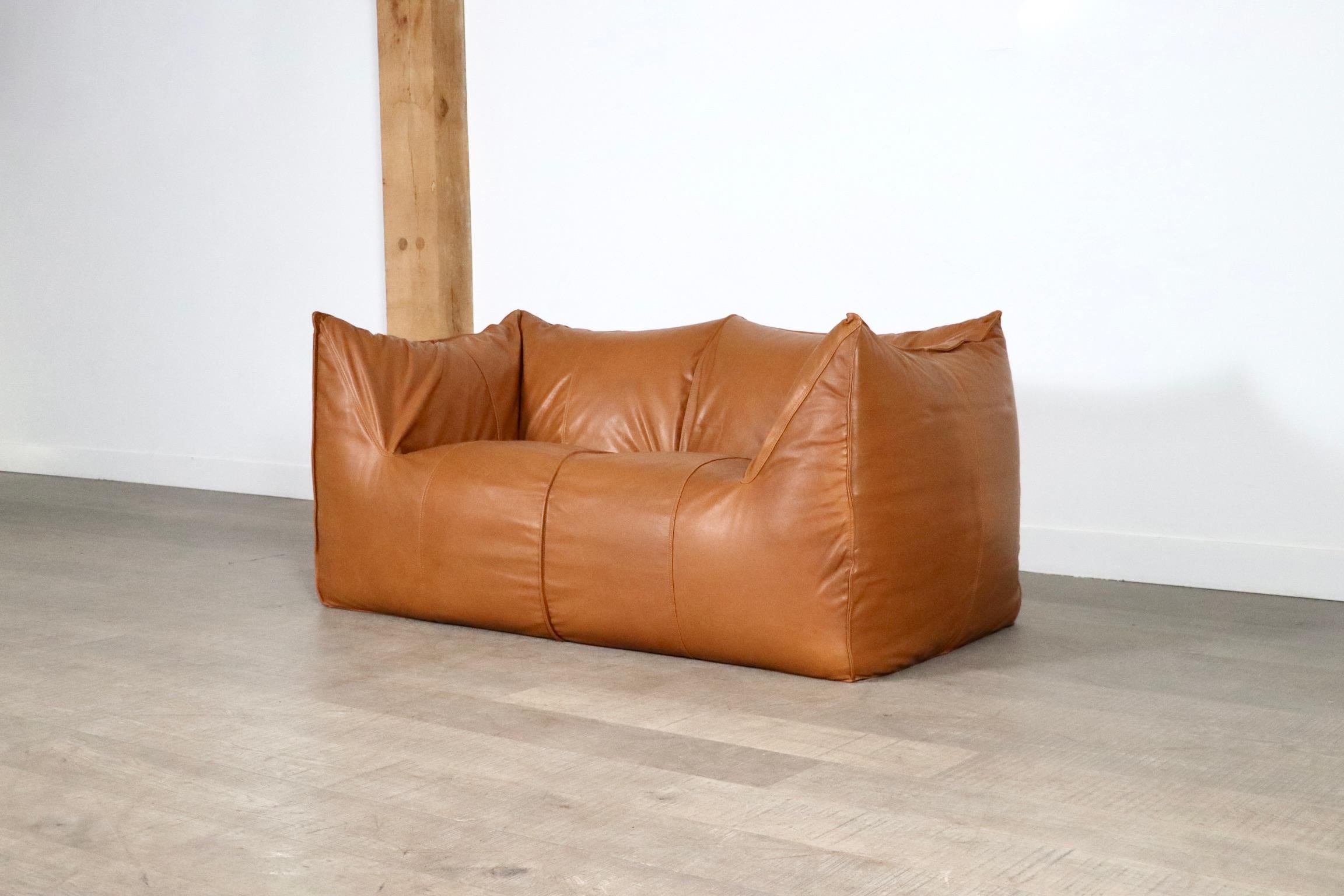 Le Bambole Sofa In Cognac Leather By Mario Bellini For B&B Italia 1970s In Excellent Condition In ABCOUDE, UT