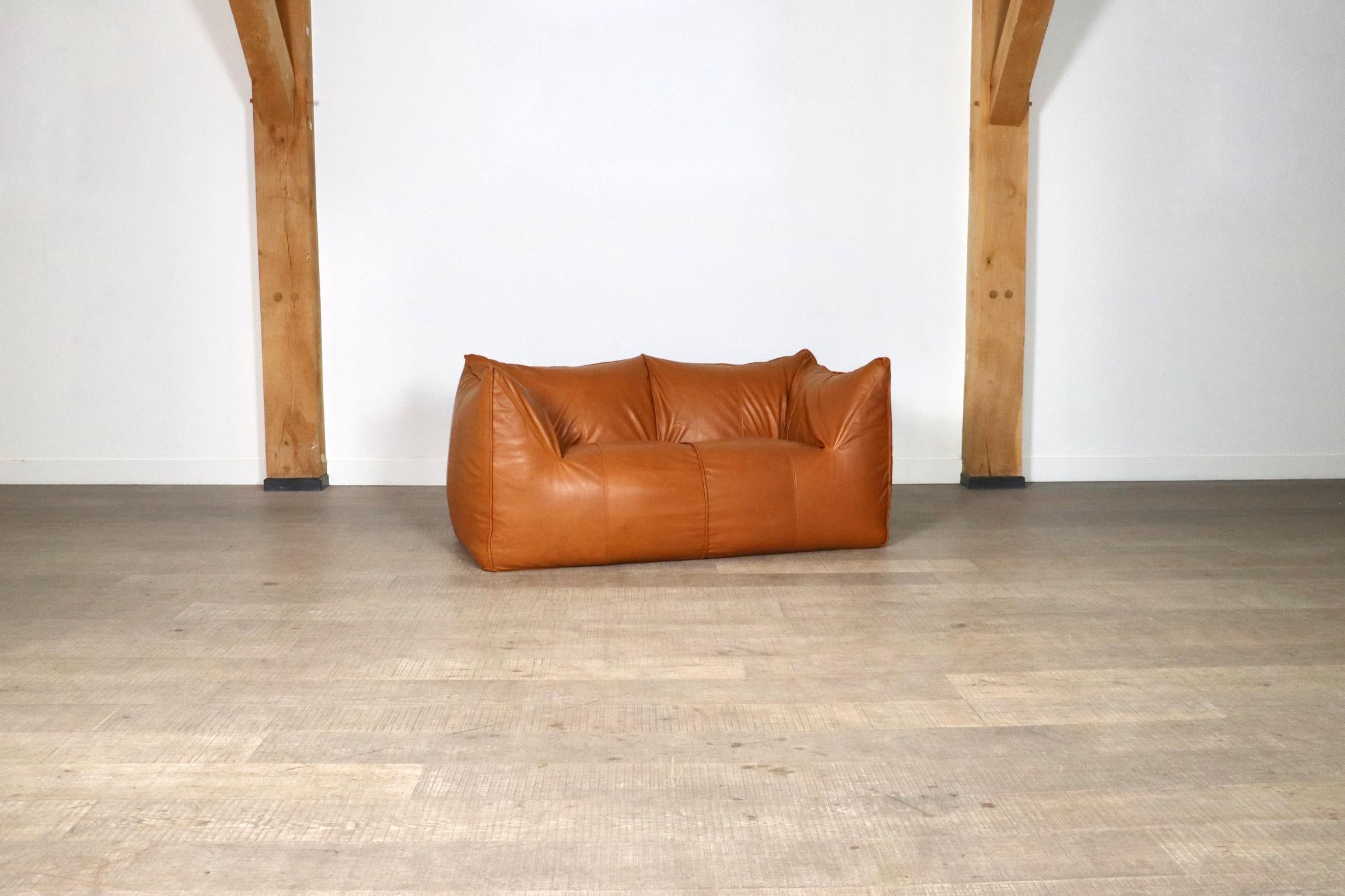 Mid-20th Century Le Bambole Sofa In Cognac Leather By Mario Bellini For B&B Italia 1970s