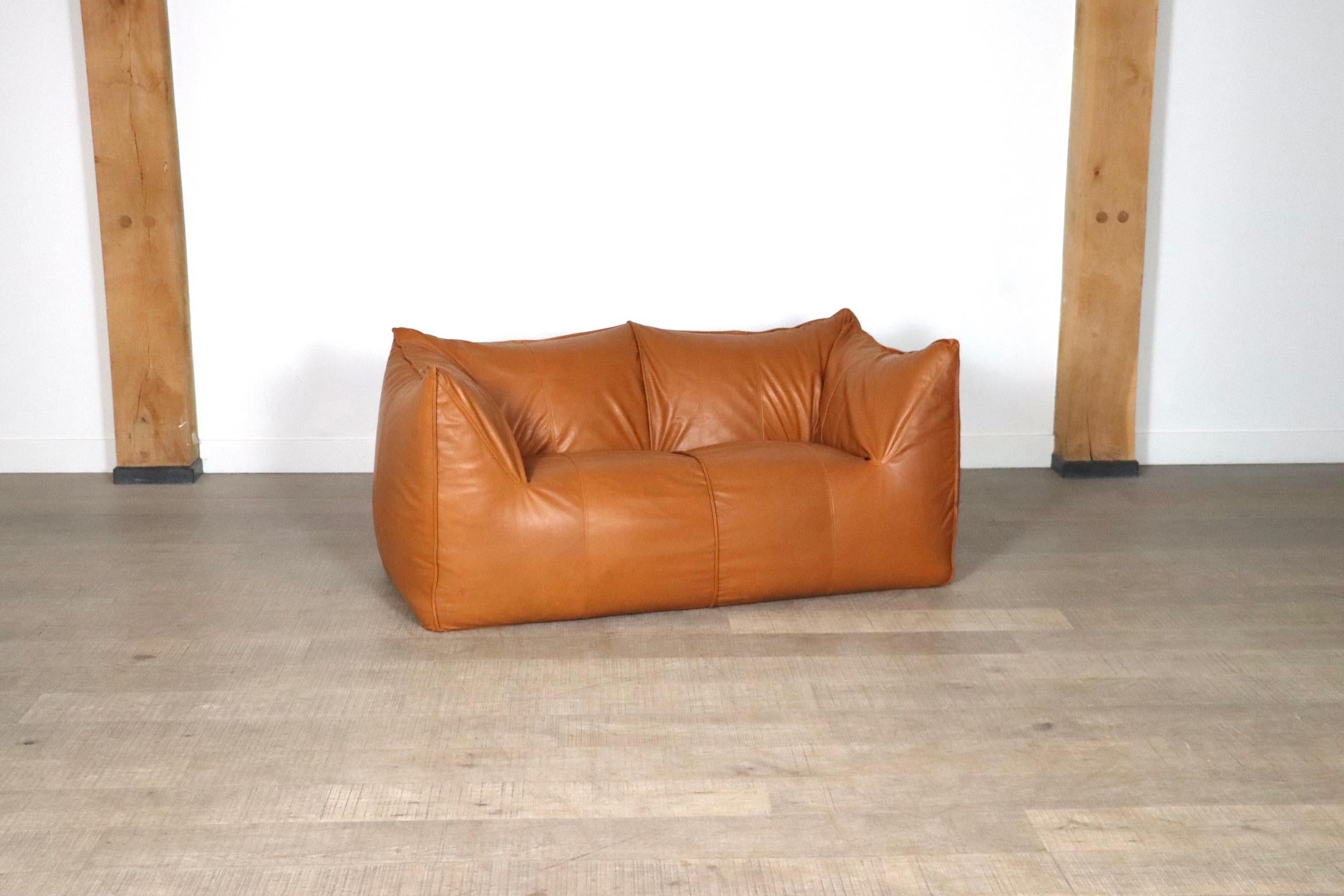 Le Bambole Sofa In Cognac Leather By Mario Bellini For B&B Italia 1970s 2