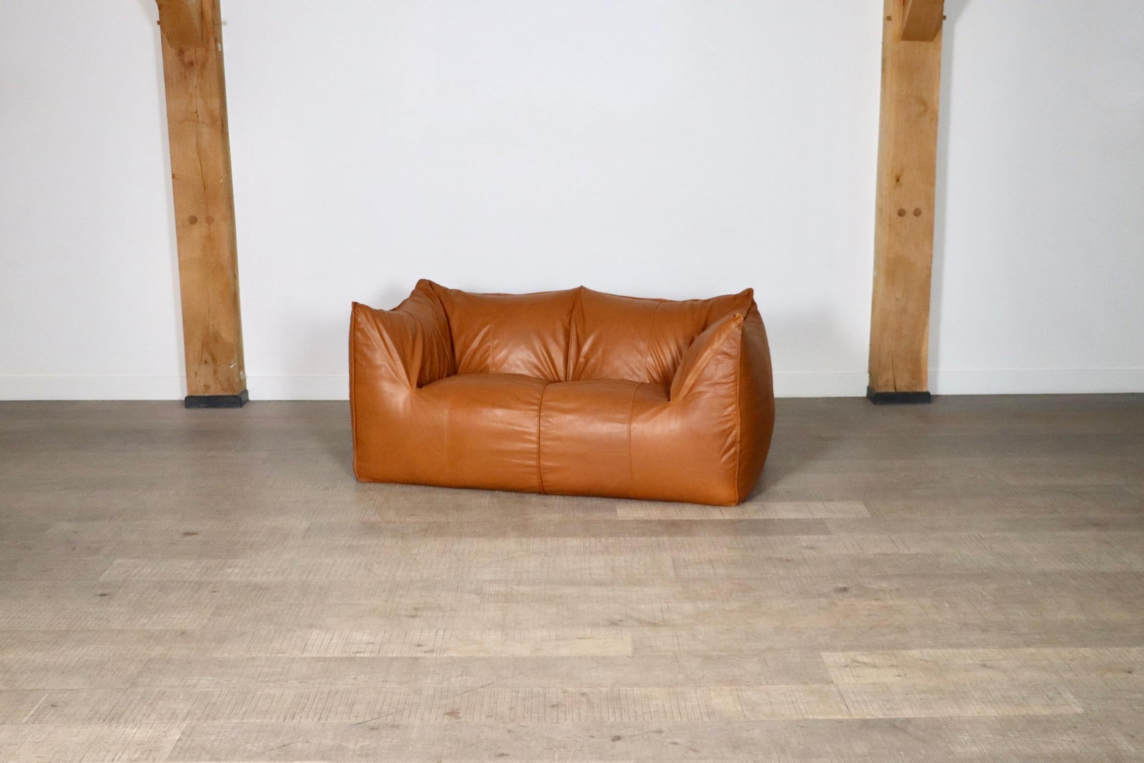 Le Bambole Sofa In Cognac Leather By Mario Bellini For B&B Italia 1970s 4