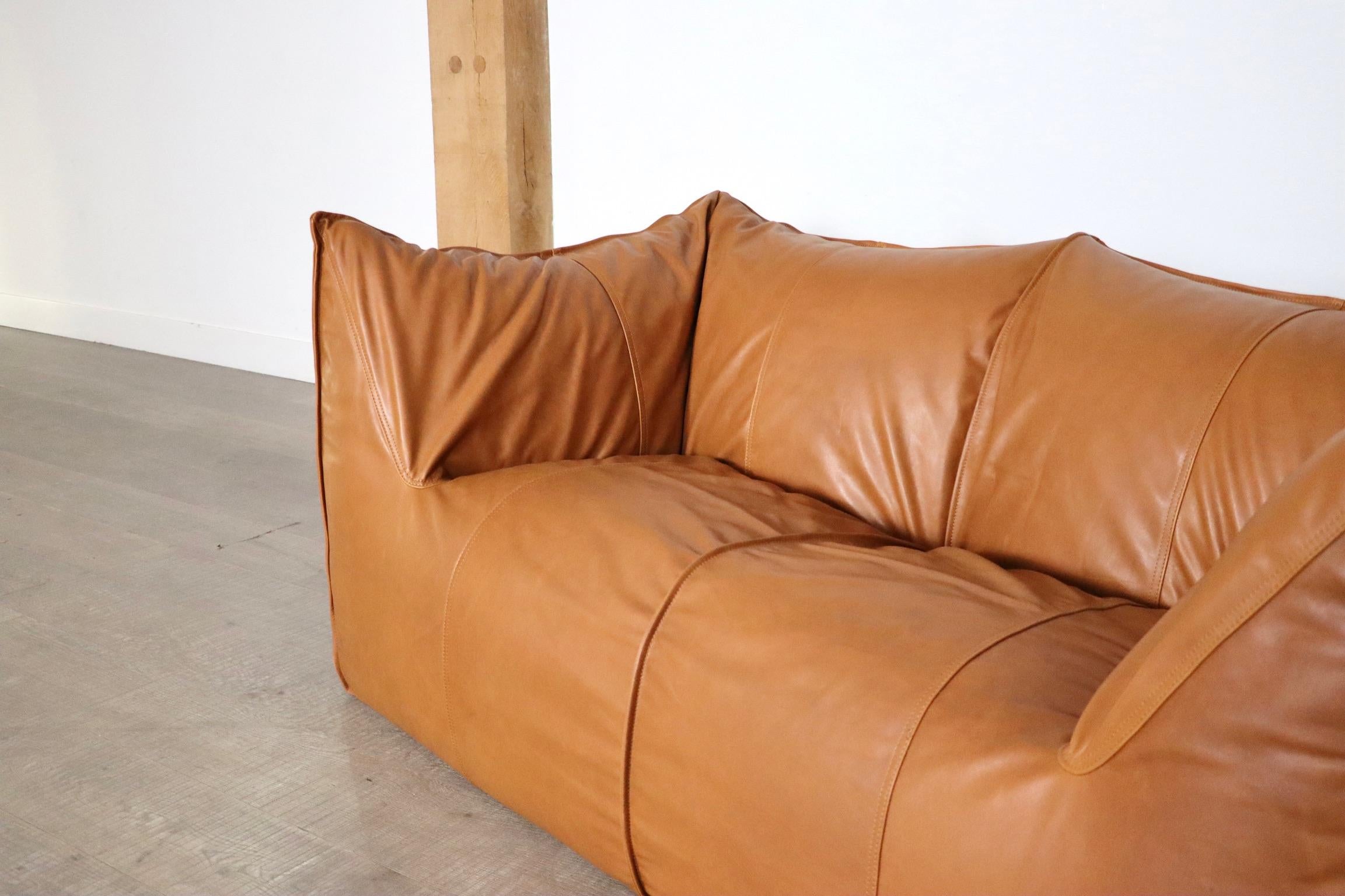 Le Bambole Sofa In Cognac Leather By Mario Bellini For B&B Italia 1970s 5