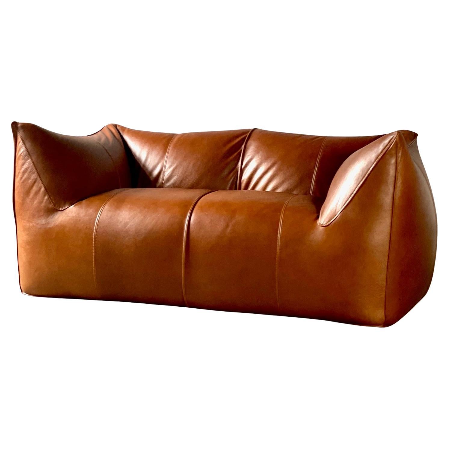 Divano Le Bambole in pelle cognac, Mario Bellini per B&B Italia