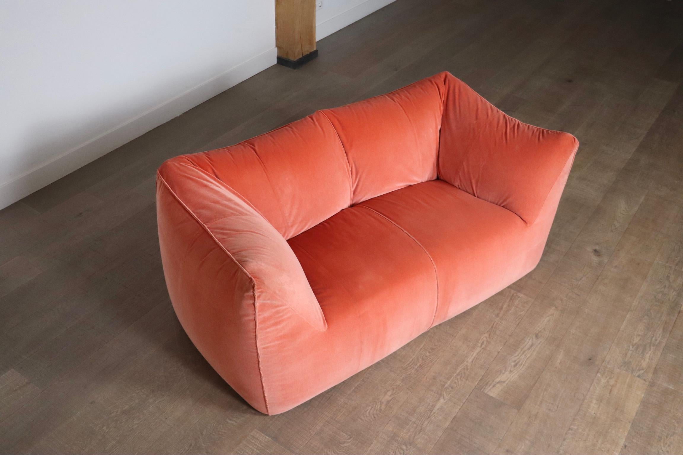 Le Bambole Sofa In Coral Velvet By Mario Bellini For B&B Italia, 1970s 6