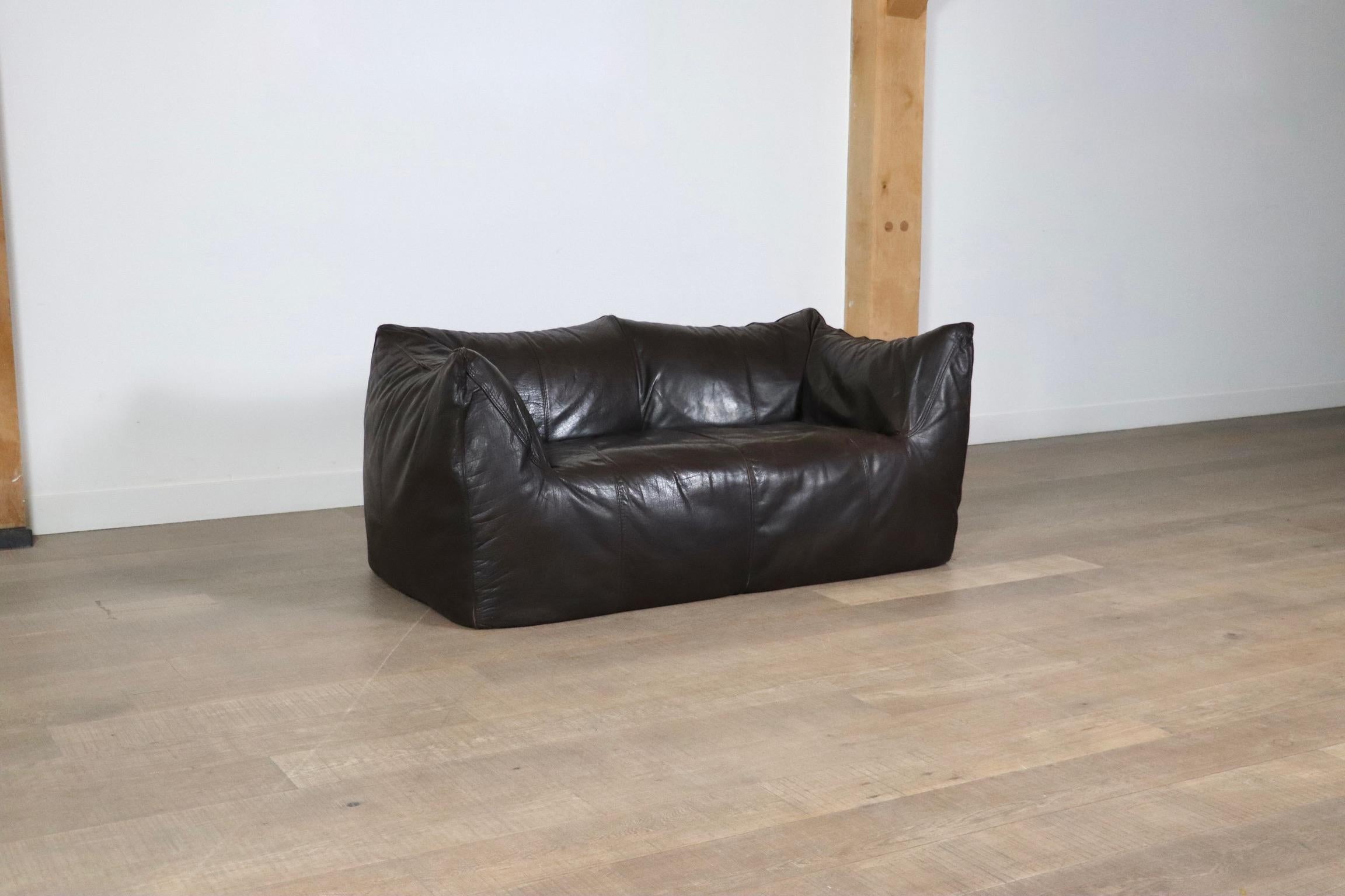 Le Bambole Sofa In Dark Brown Leather By Mario Bellini For B&B Italia, 1970: In Good Condition In ABCOUDE, UT