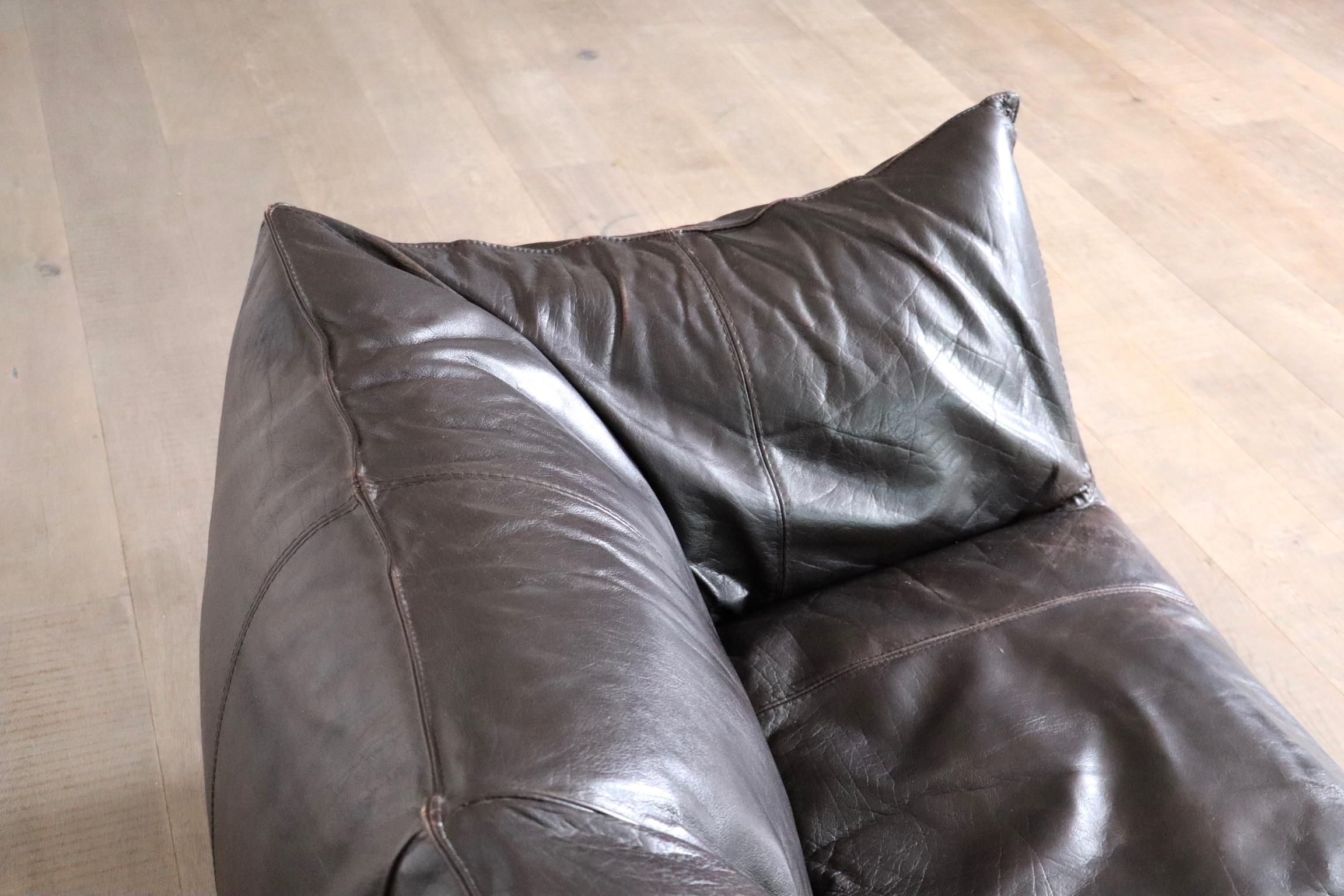 Late 20th Century Le Bambole Sofa In Dark Brown Leather By Mario Bellini For B&B Italia, 1970: