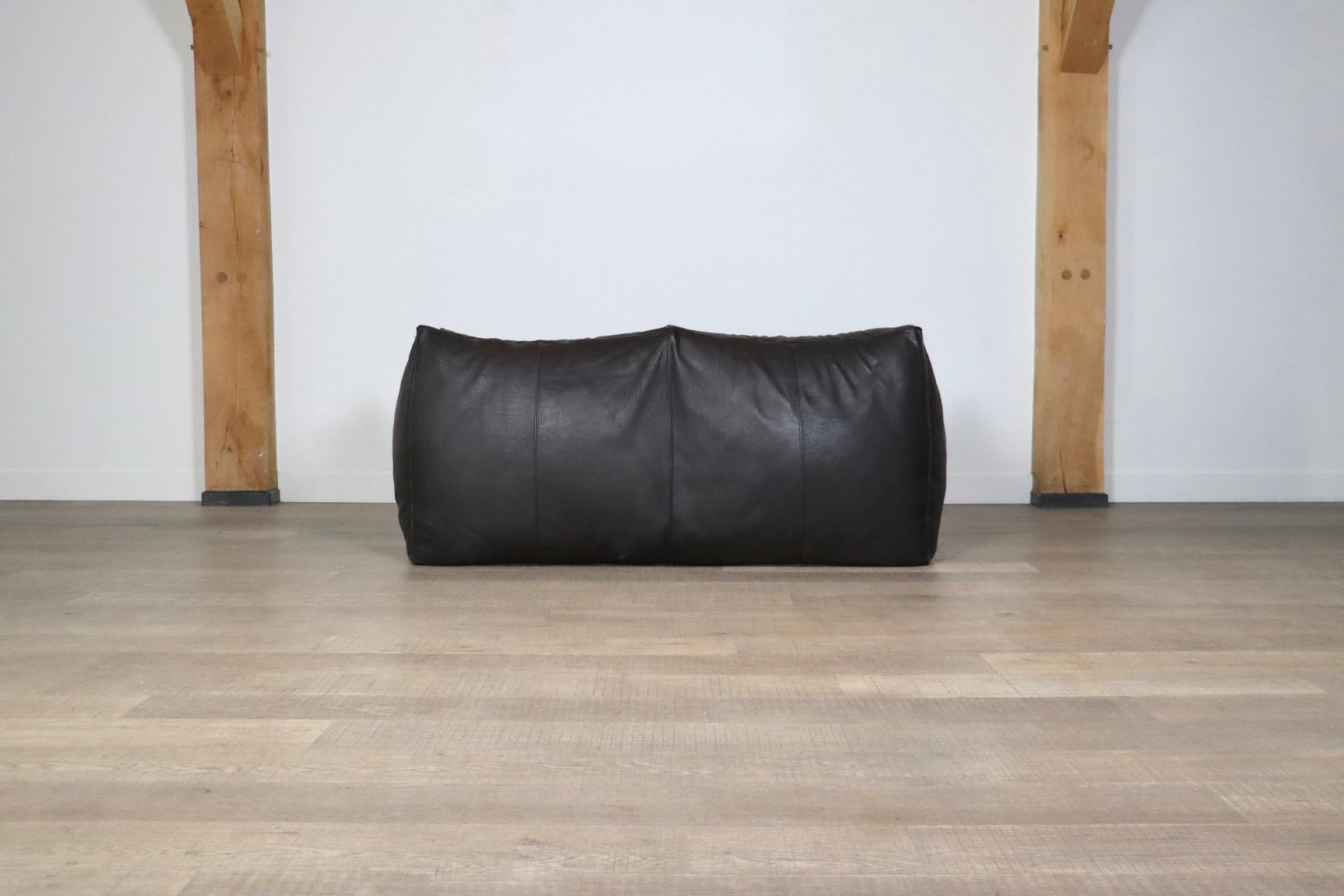 Le Bambole Sofa In Dark Brown Leather By Mario Bellini For B&B Italia, 1970: 1