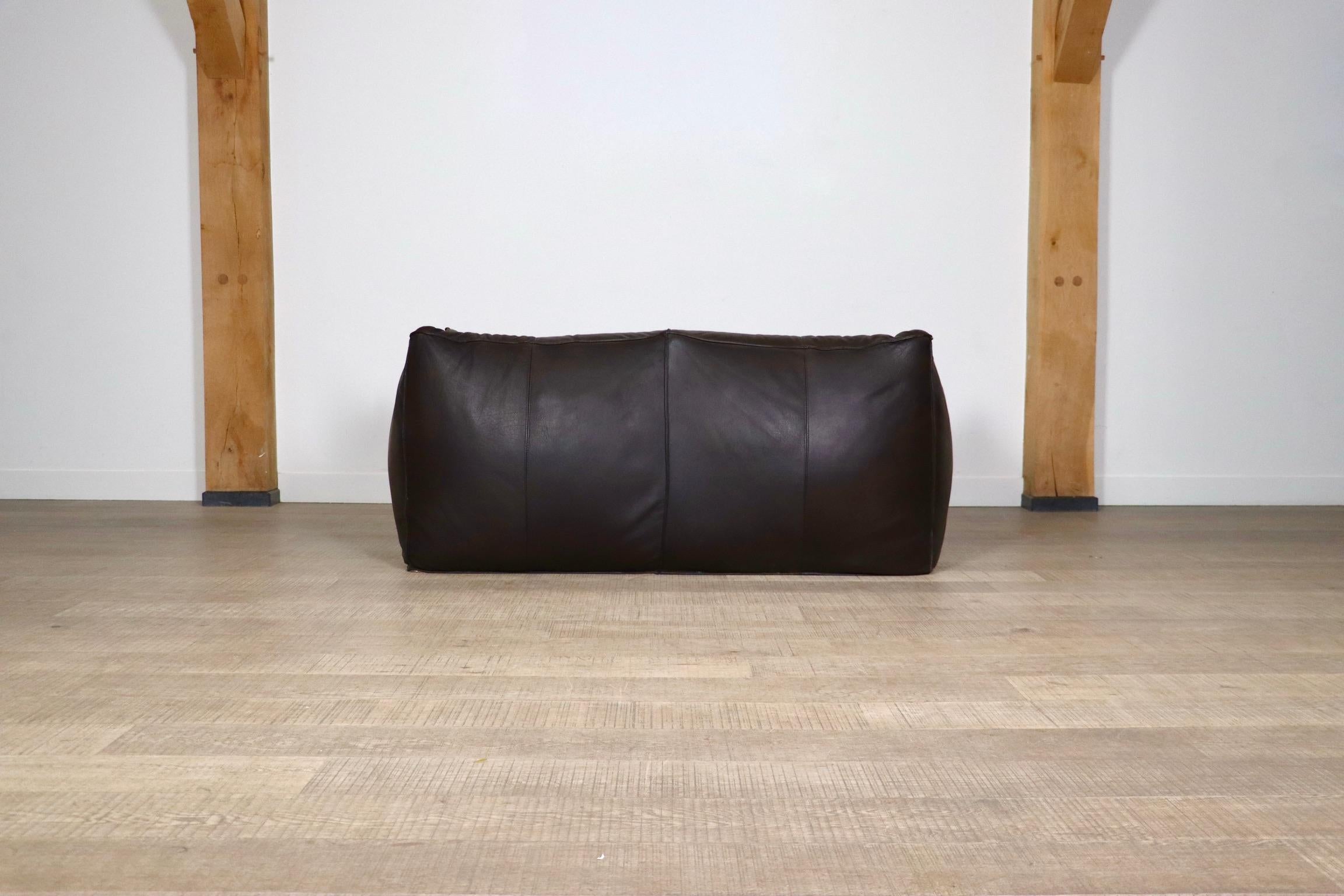 Le Bambole Sofa In Dark Brown Leather By Mario Bellini For B&B Italia, 1970: 4