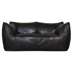 Le Bambole Sofa In Dark Brown Leather By Mario Bellini For B&B Italia, 1970: