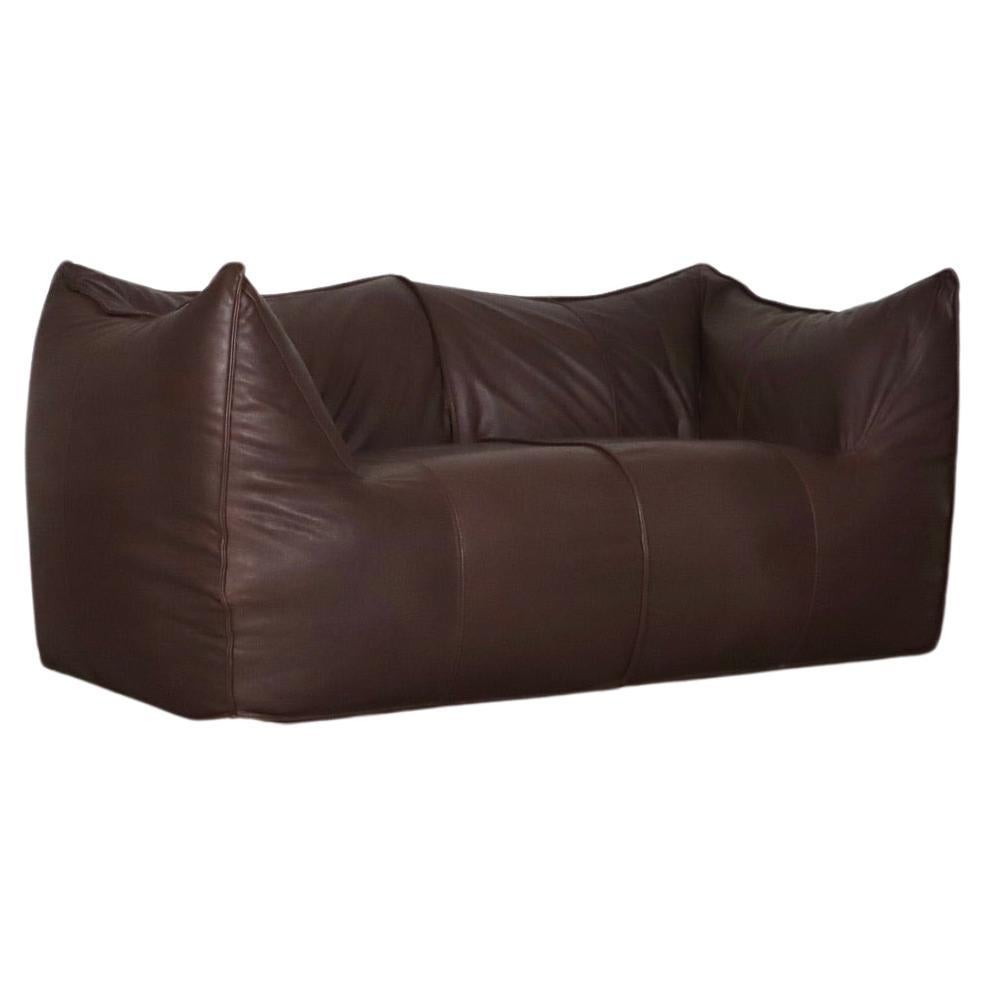 Le Bambole Sofa In Dark Brown Leather By Mario Bellini For B&B Italia, 1970s