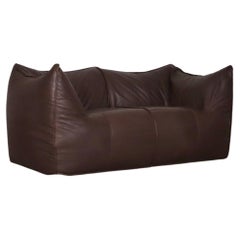 Le Bambole Sofa In Dark Brown Leather By Mario Bellini For B&B Italia, 1970s