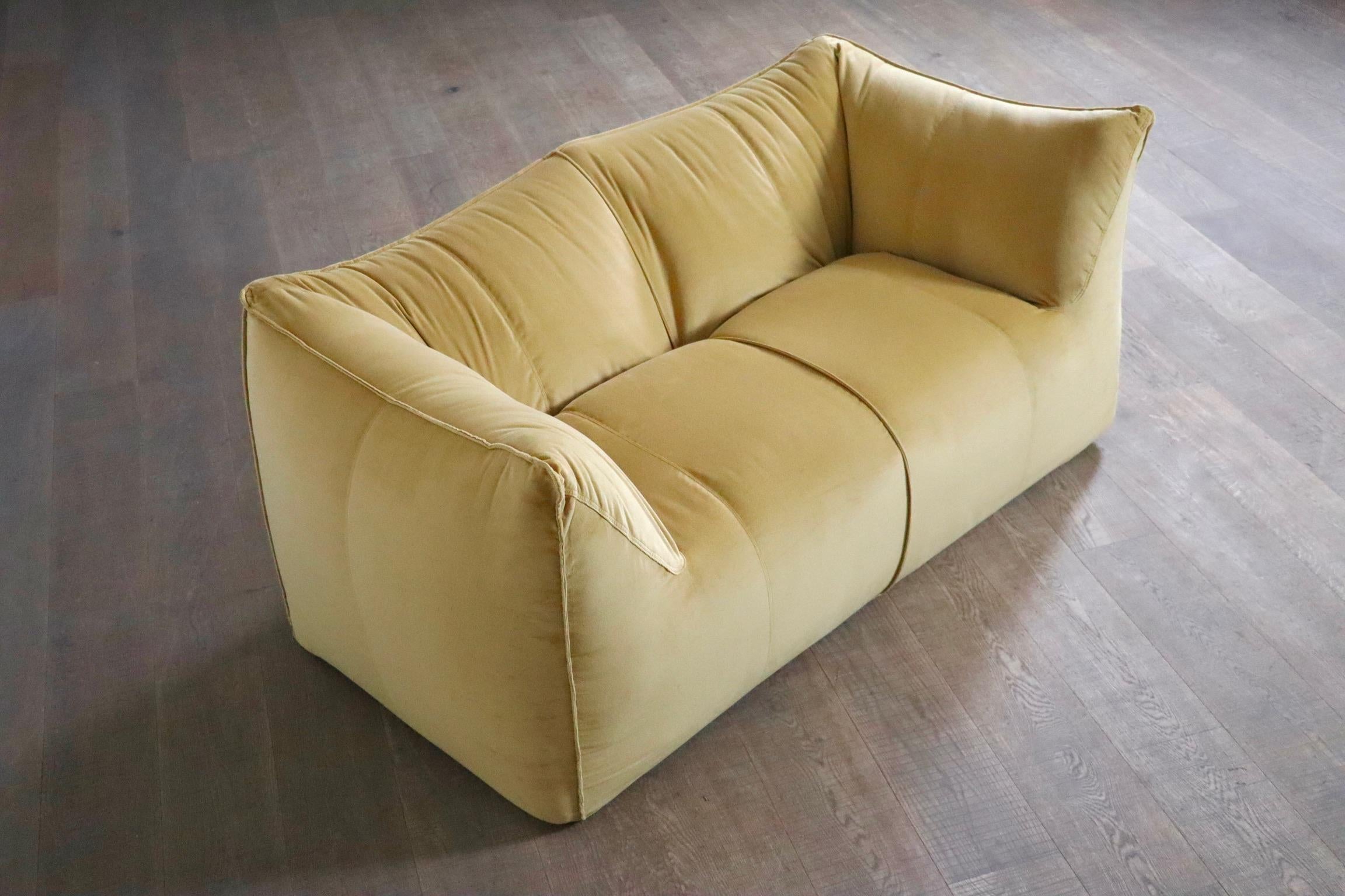 Late 20th Century Le Bambole Sofa In Mustard Velvet By Mario Bellini For B&B Italia, 1970s