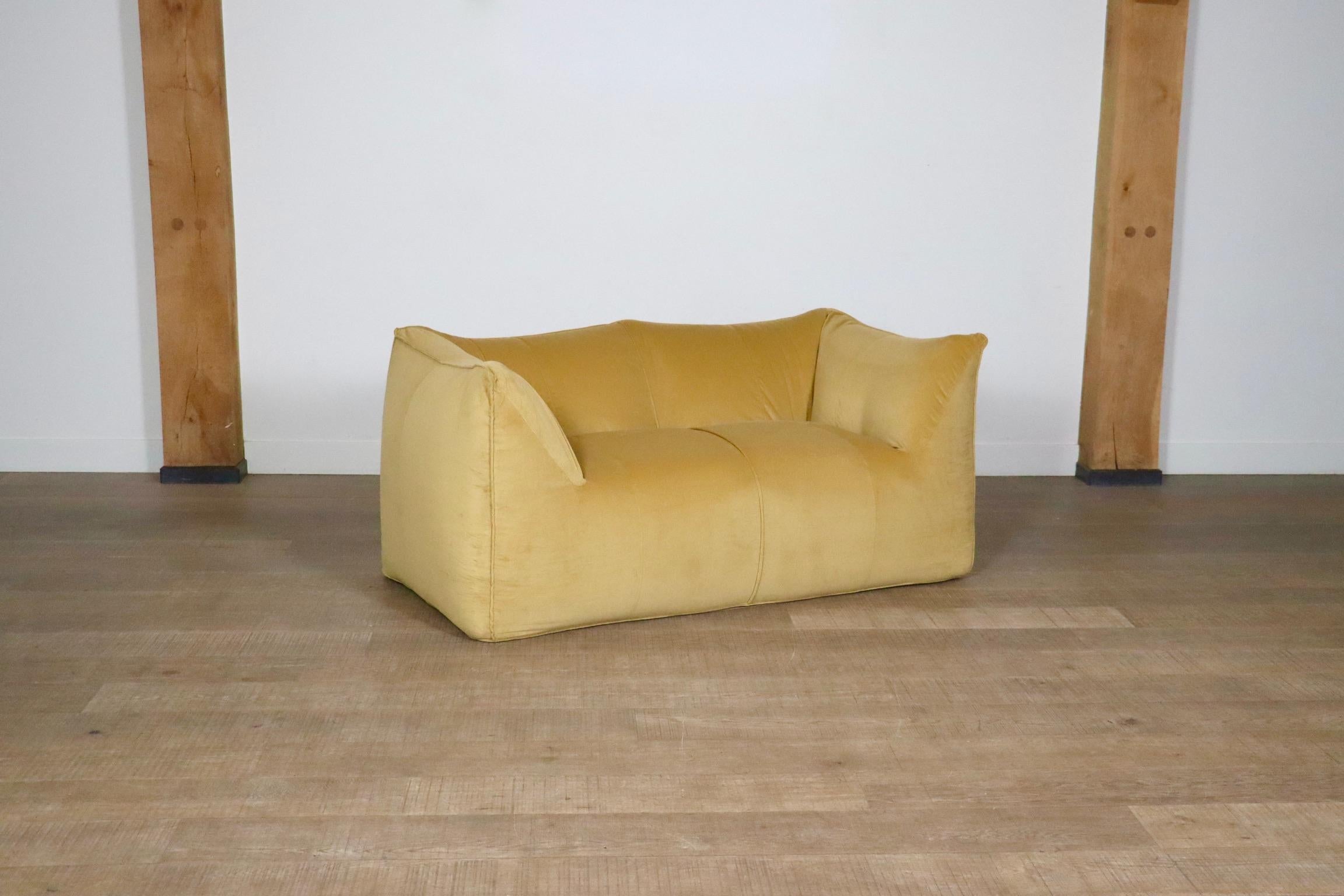 Le Bambole Sofa In Mustard Velvet By Mario Bellini For B&B Italia, 1970s 1