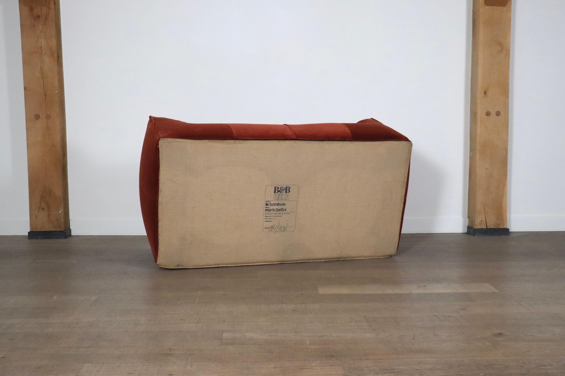 Le Bambole Sofa aus Samt von Mario Bellini für B&B Italia, 1970er Jahre im Angebot 10