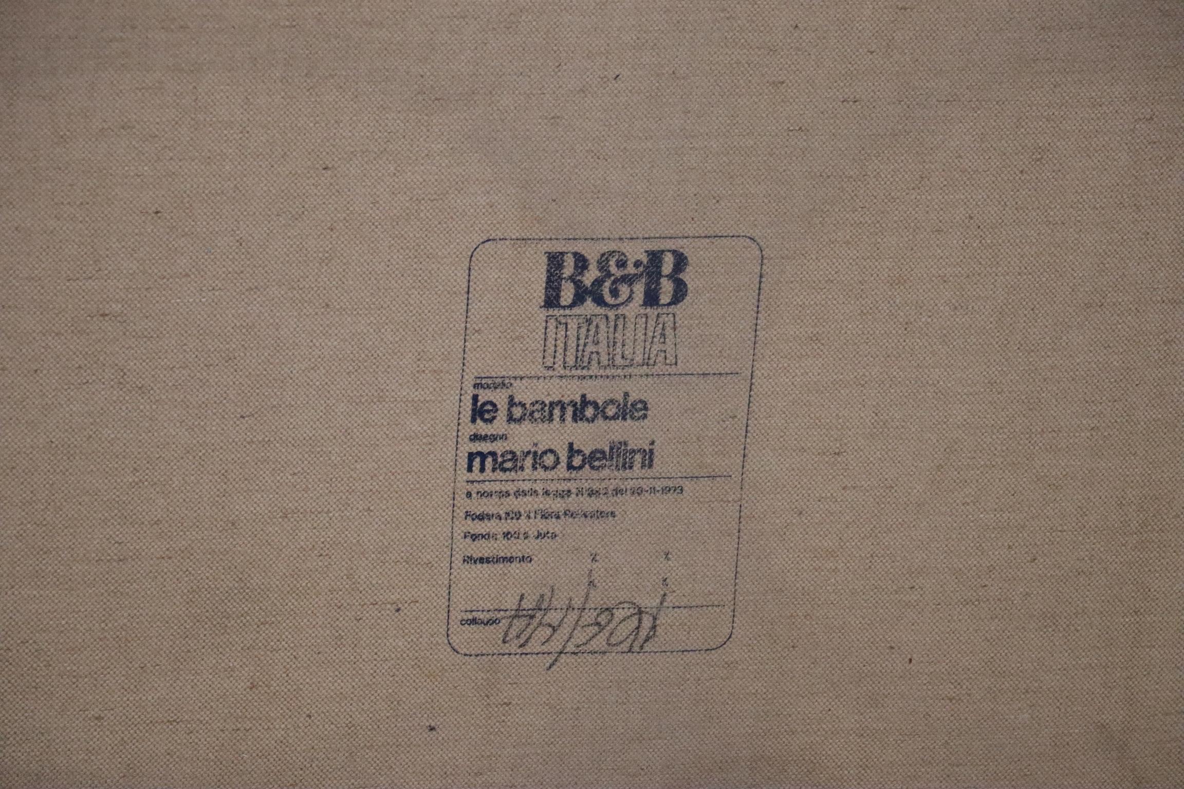 Le Bambole Sofa aus Samt von Mario Bellini für B&B Italia, 1970er Jahre im Angebot 11