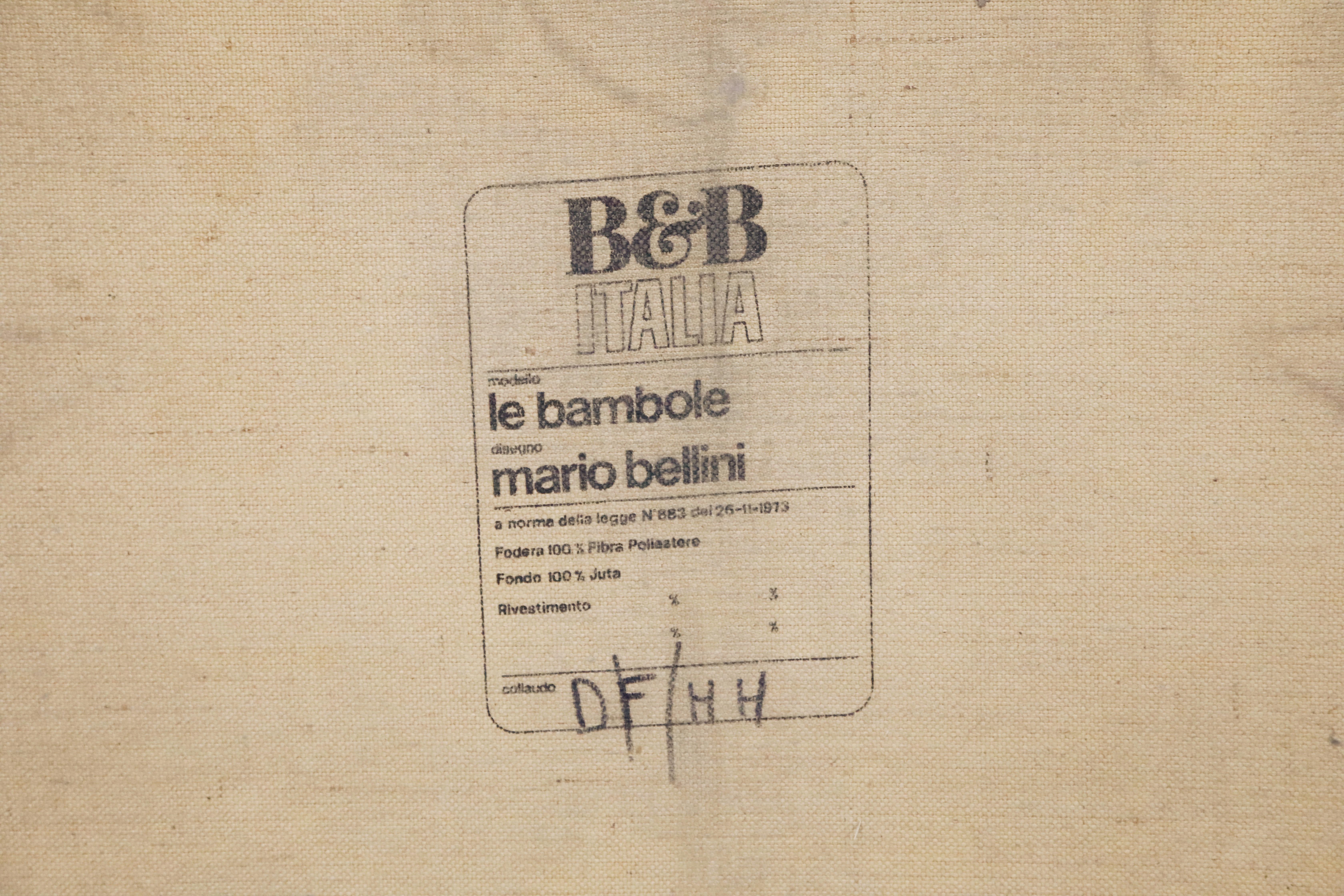 'Le Bambole' Thick Hide Leather Loveseat by Mario Bellini for B&B Italia, Signed 14