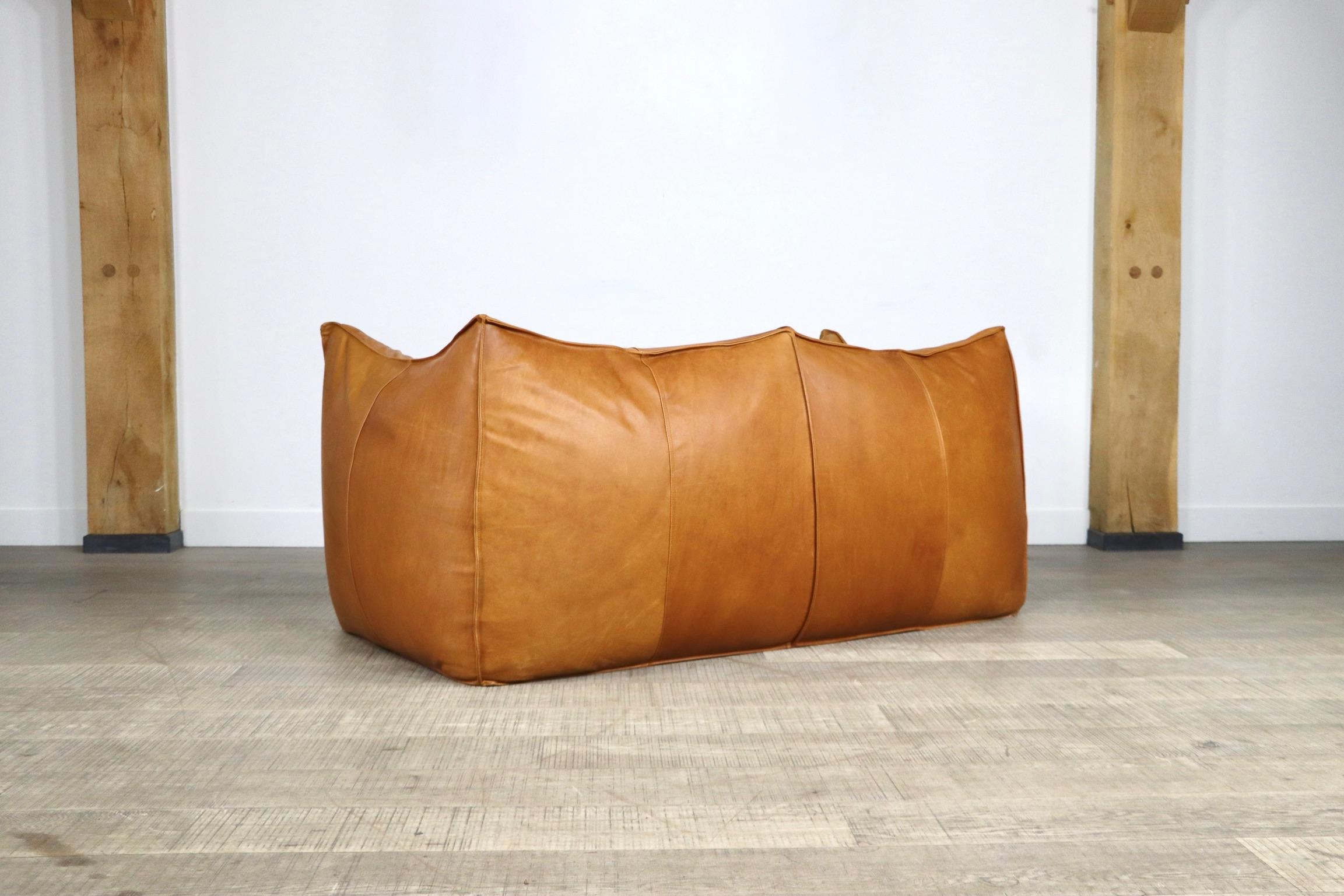 Le Bambole Two-Seater Sofa in Cognac Leather by Mario Bellini, B&B Italia, 1970s 7