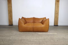 Le Bambole Two-Seater Sofa in Cognac Leather by Mario Bellini, B&B Italia, 1970s