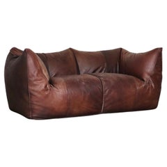 Le Bambole Two Seater Sofa In Original Light Brown Buffalo Leather By Mario Bell