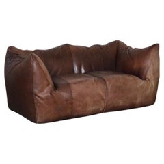 Le Bambole Two Seater Sofa In Original Light Brown Buffalo Leather By Mario Bell