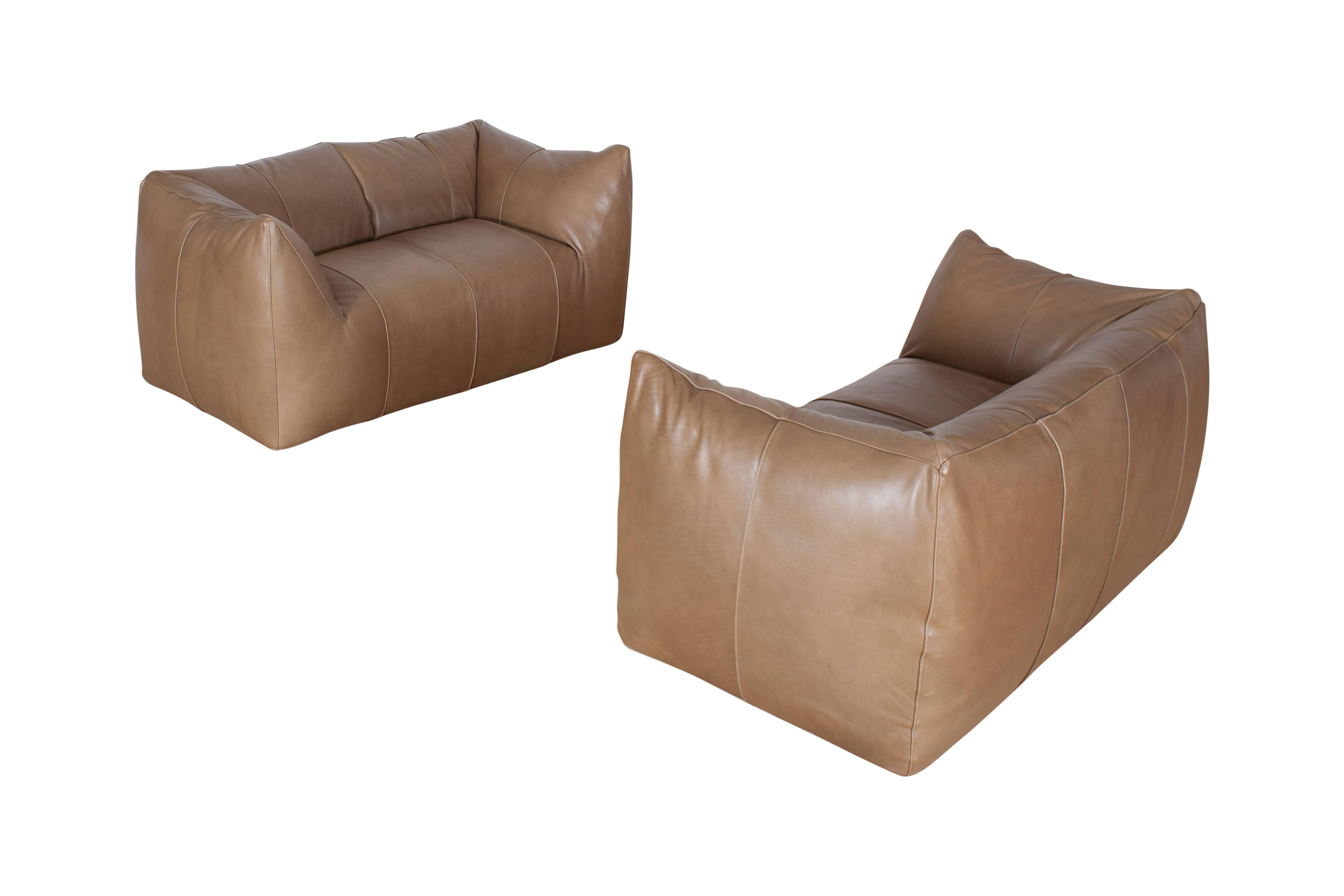 Leather 'Le Bambole' Two-Seat Sofa’s by Mario Bellini for B&B Italia, 1970s