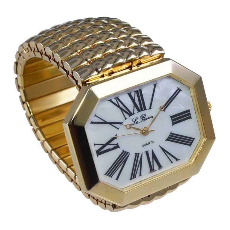Le Baron Oversized Quartz Watch with Original Bracelet circa 1970's For Sale at 1stDibs