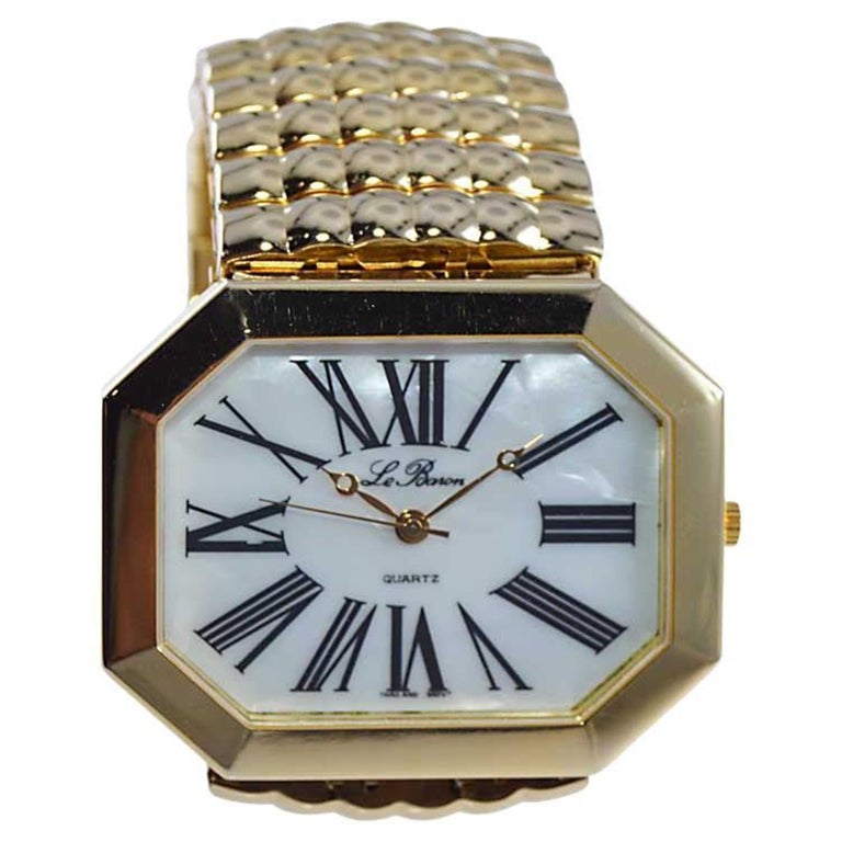 Übergroße Quarzuhr von Le Baron mit Originalarmband, ca. 1970er Jahre