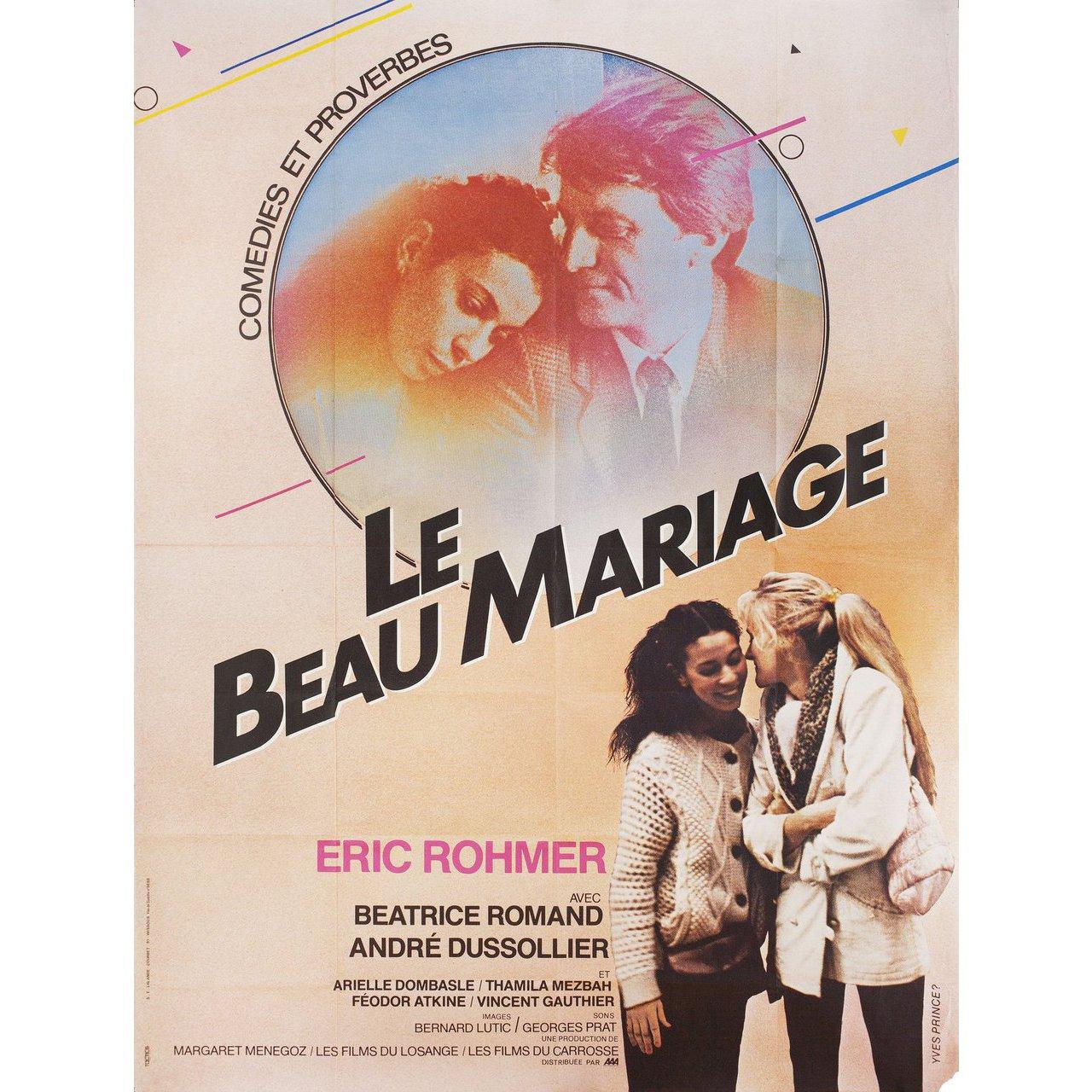 Original 1982 French grande poster by Yves Prince for the film Le beau mariage directed by Eric Rohmer with Beatrice Romand / Andre Dussollier / Feodor Atkine / Arielle Dombasle. Very Good condition, folded with missing corner. Many original posters