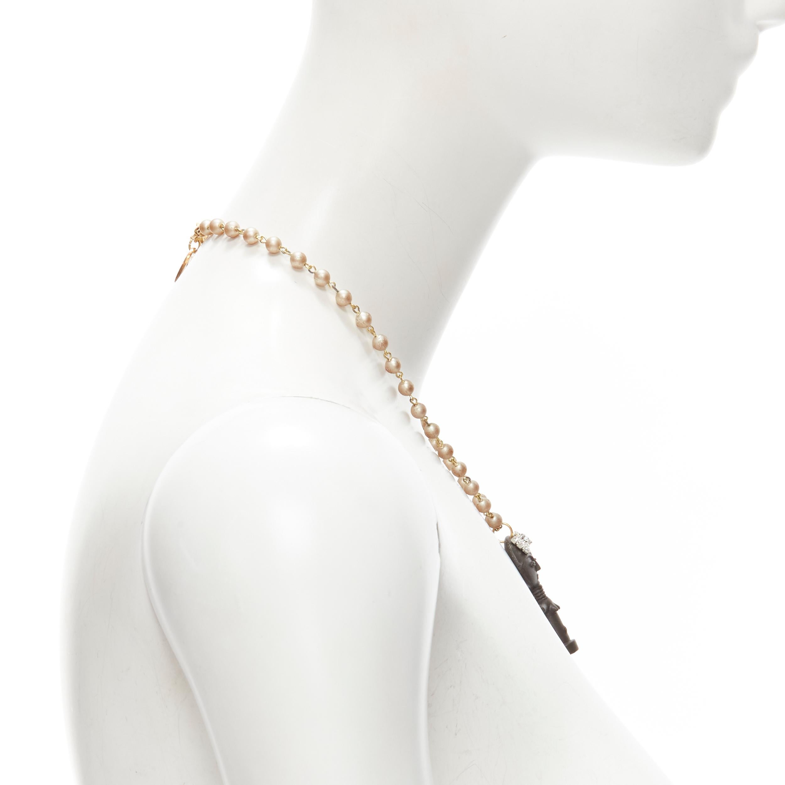 LE BIJOUX DE SOPHIE collana di perle con statua aborigena in cristallo nero In condizioni buone in vendita a Hong Kong, NT