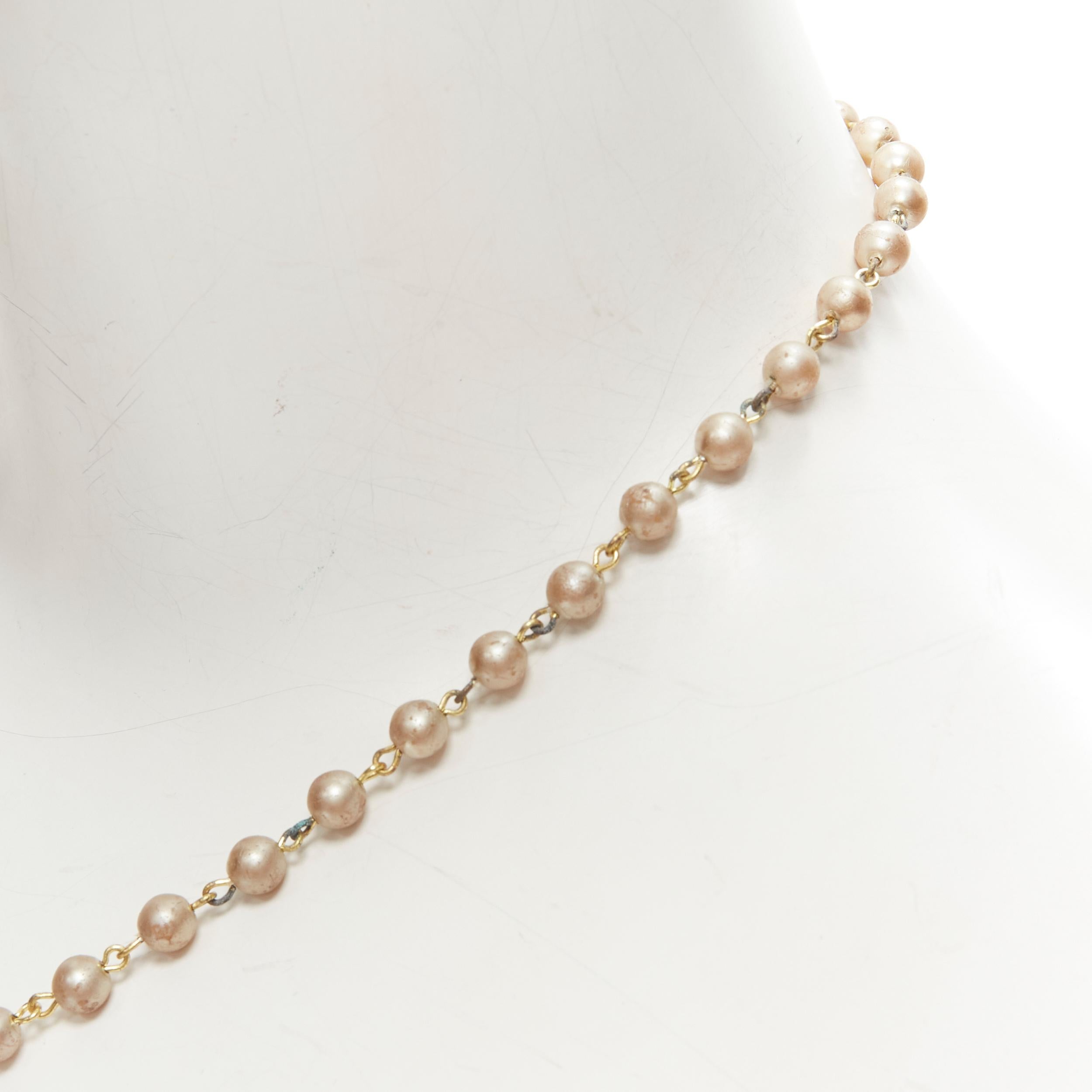 LE BIJOUX DE SOPHIE black crystal aboriginal statue pearl chain necklace For Sale 3