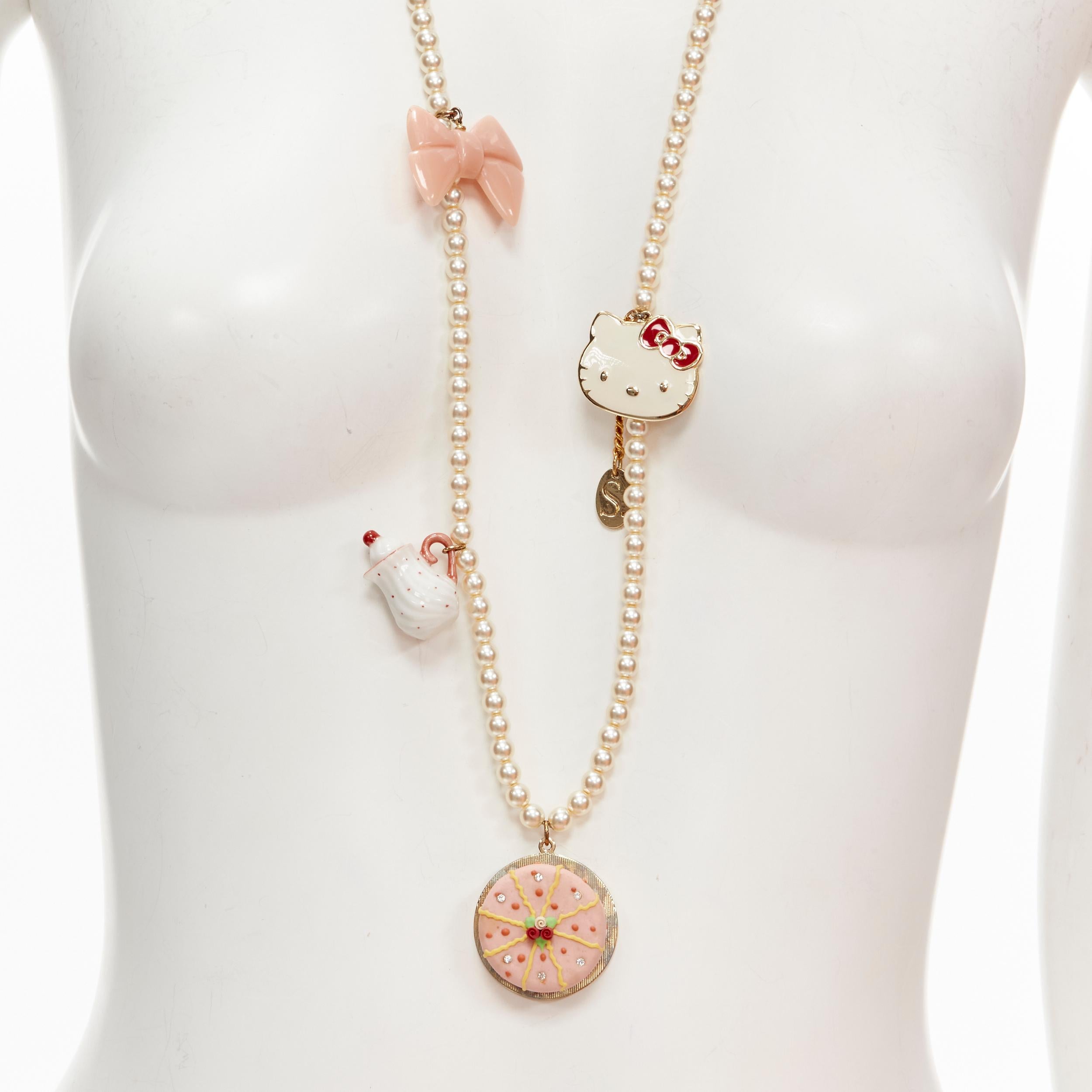 Women's LE BIJOUX DE SOPHIE Hello Kitty pearl cake bow necklace For Sale