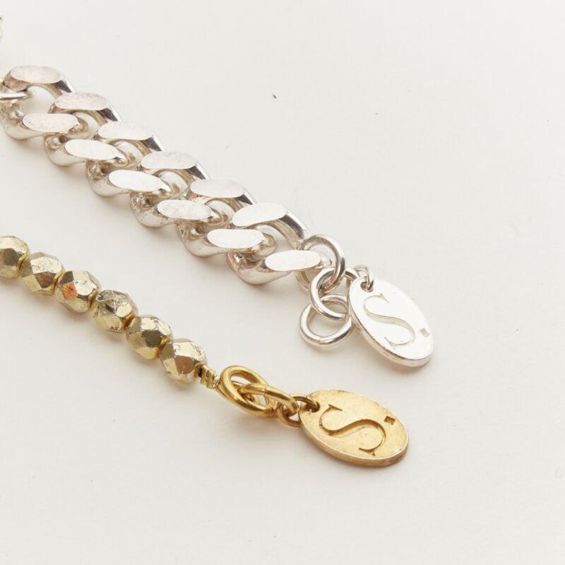 LE BIJOUX DE SOPHIE Lot of 2 gold skull charm silver crystal bow chain bracelet In Excellent Condition For Sale In Hong Kong, NT