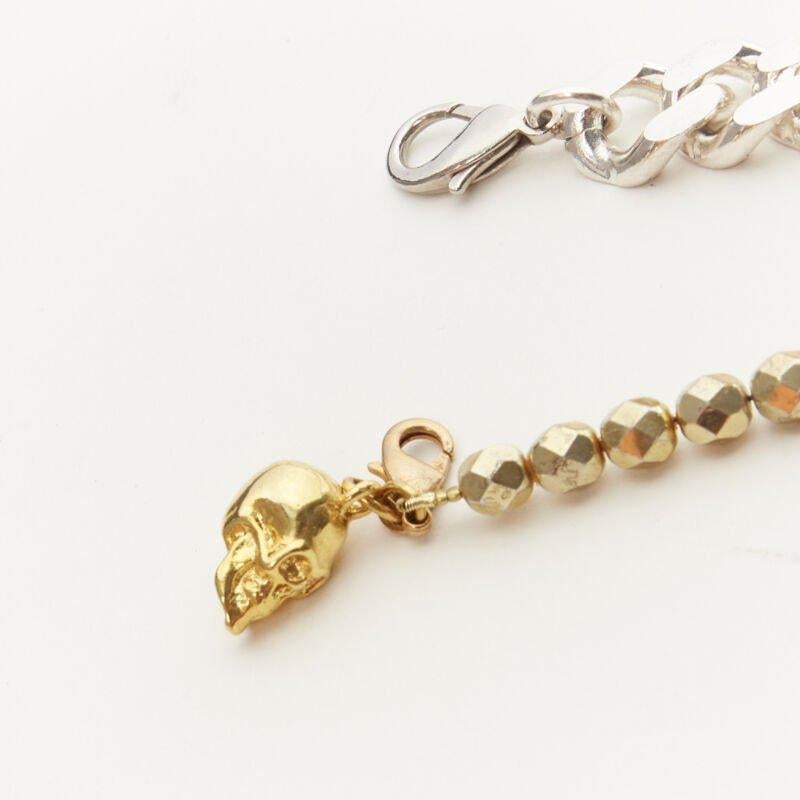 LE BIJOUX DE SOPHIE Lot of 2 gold skull charm silver crystal bow chain bracelet For Sale 1