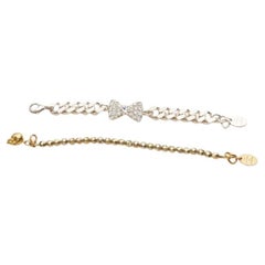 LE BIJOUX DE SOPHIE Lote de 2 pulseras de oro con forma de calavera y cadena de cristal de plata con lazo